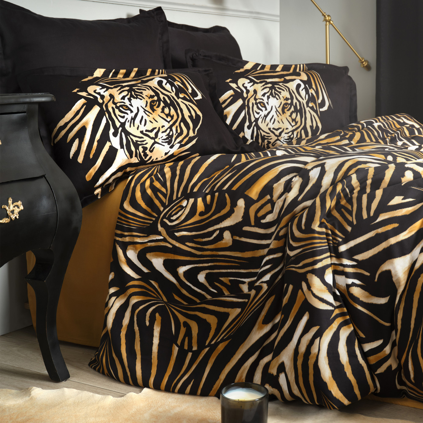 Karaca Home Pardus King Satin Duvet Cover Set Black