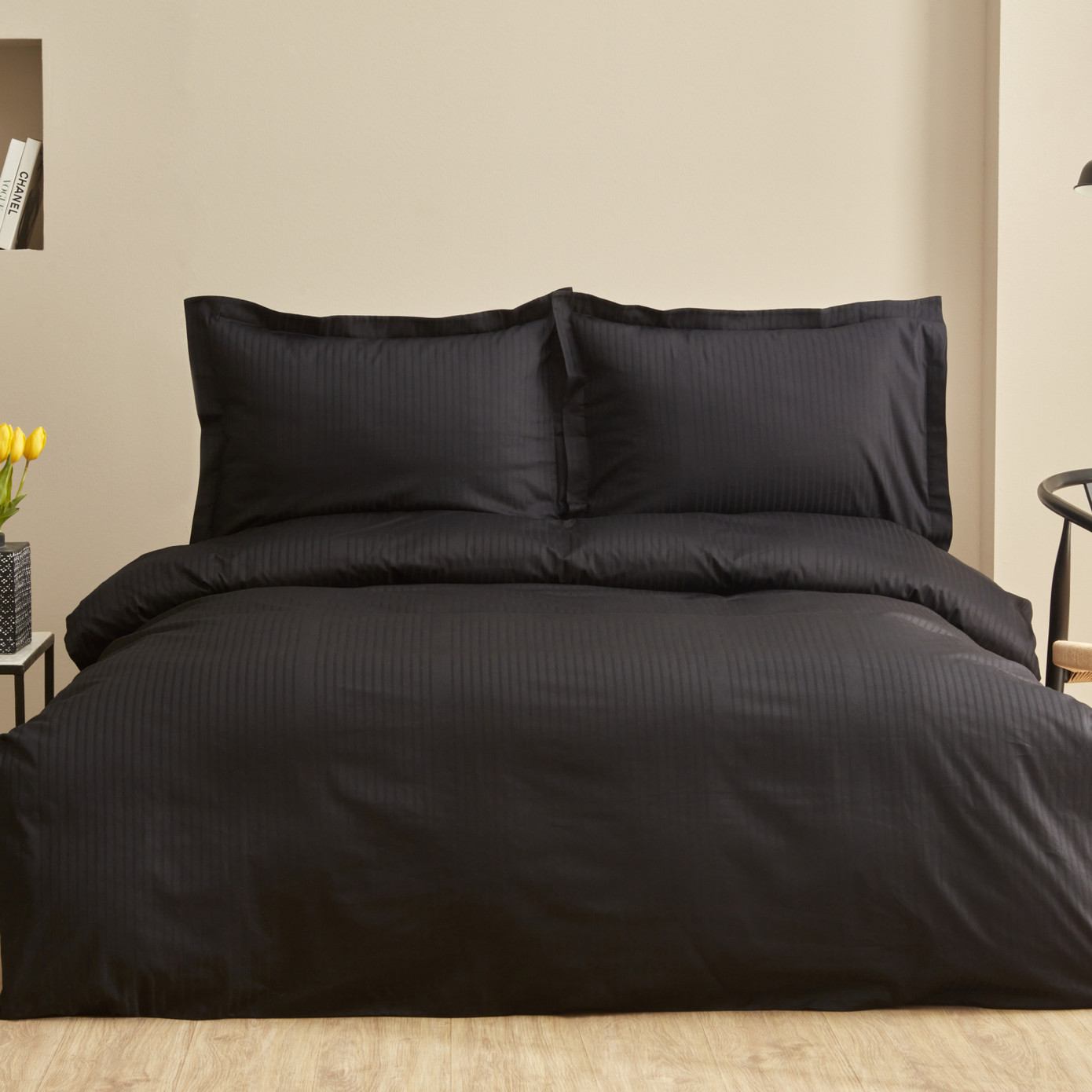 Karaca Home Uniq 100% Cotton Double Satin Duvet Cover Set Black