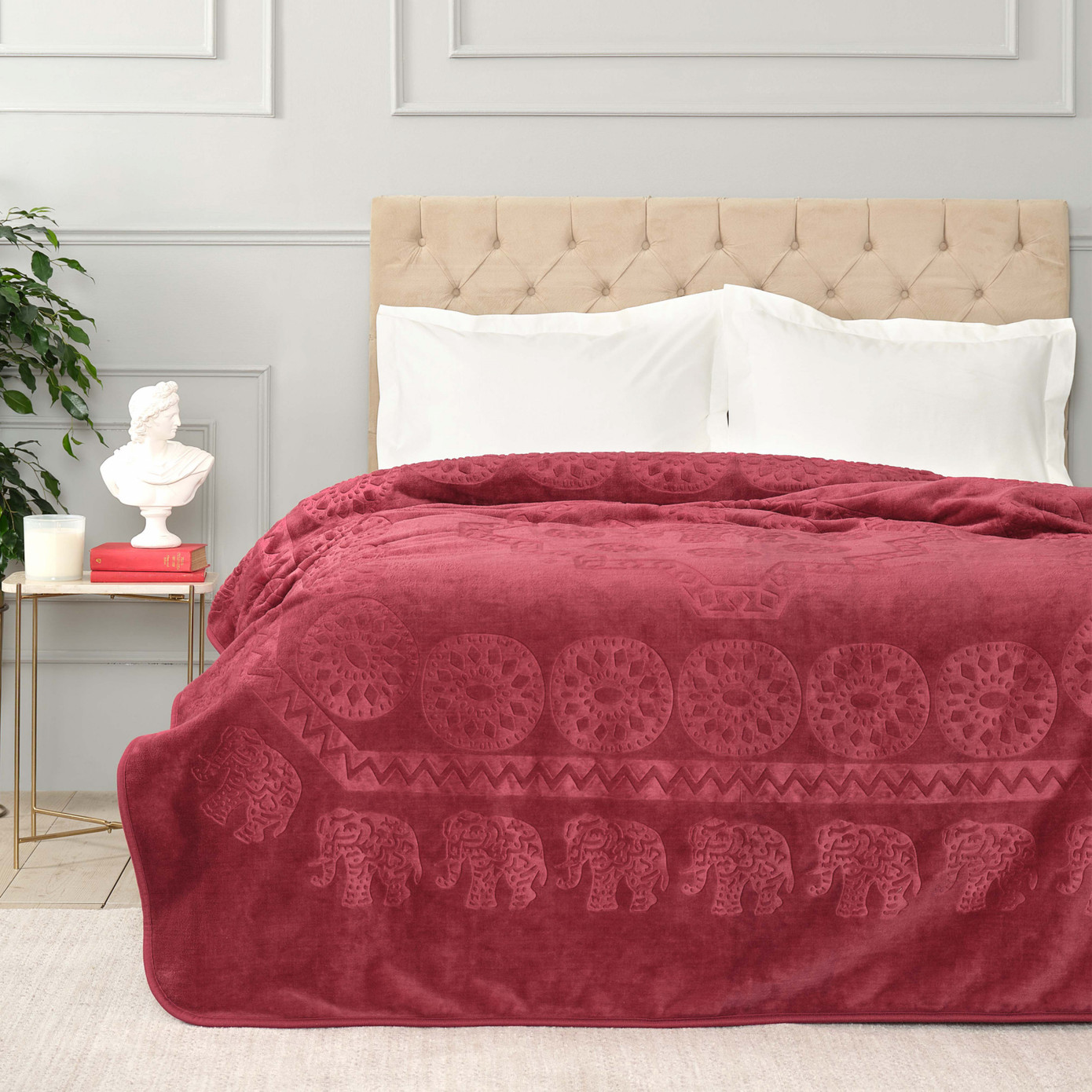 Karaca Home Elephant Sarabi Double Soft Embosy Blanket