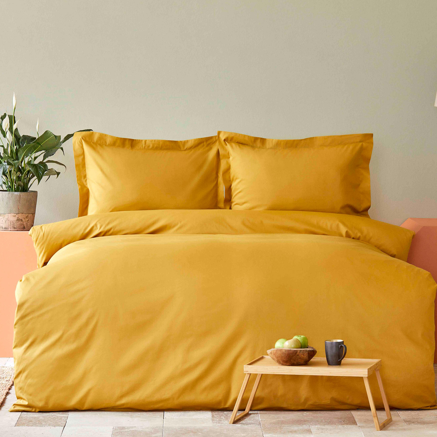 Karaca Home Back To Basic Light Mustard 100% Cotton Single Duvet Cover Set