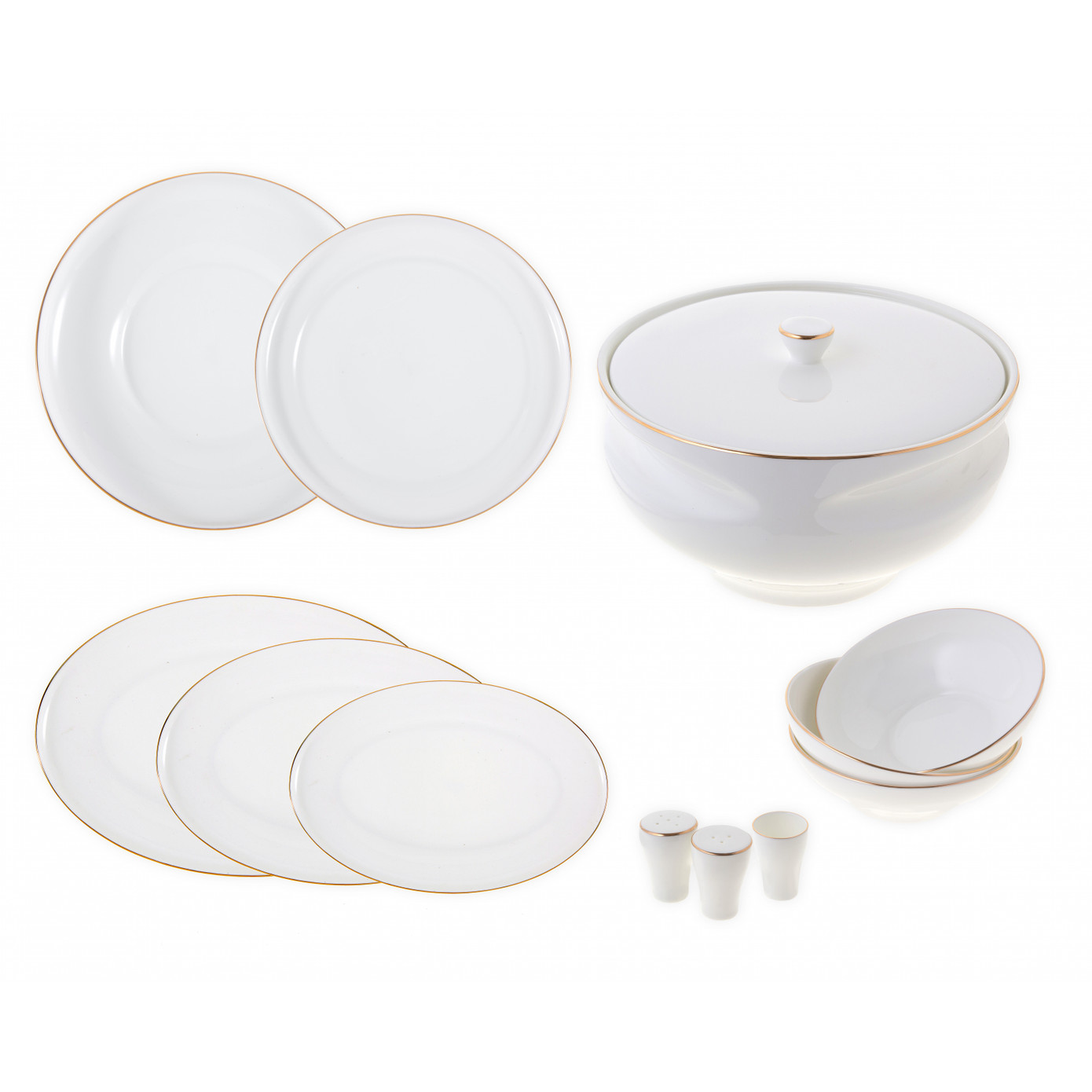 Jumbo Cosmos Gold 60 Pieces Dinnerware Set For 12 People