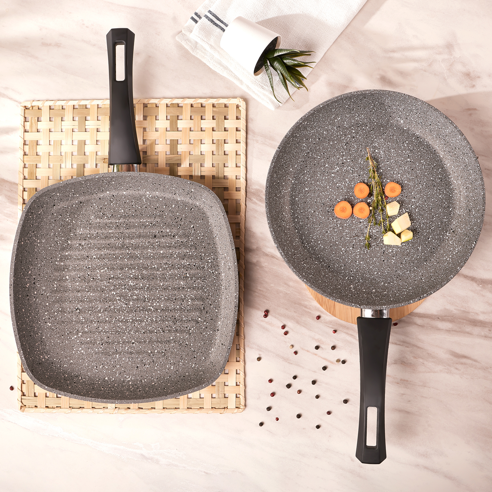 Karaca Gris Bio Granite Pan And Grill Set