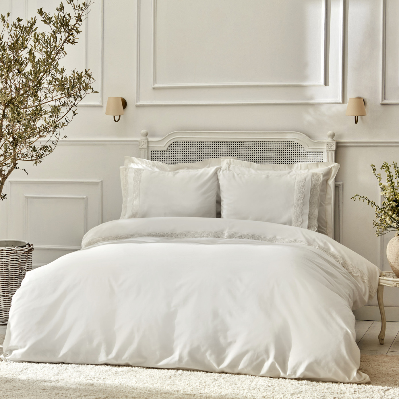 Karaca Home White Collection Quin Double Lacy Duvet Cover Set White