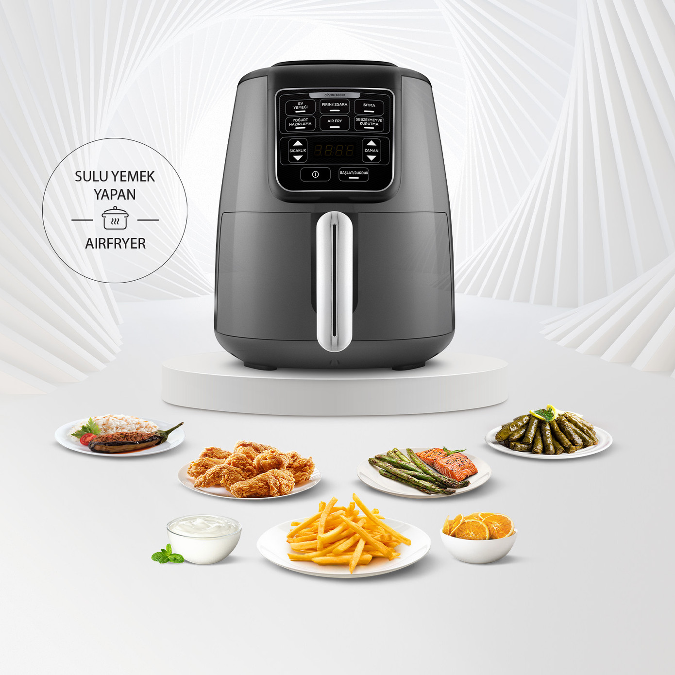 Karaca Air Pro Cook XL 2 In 1 Talking Airfryer Space Gray