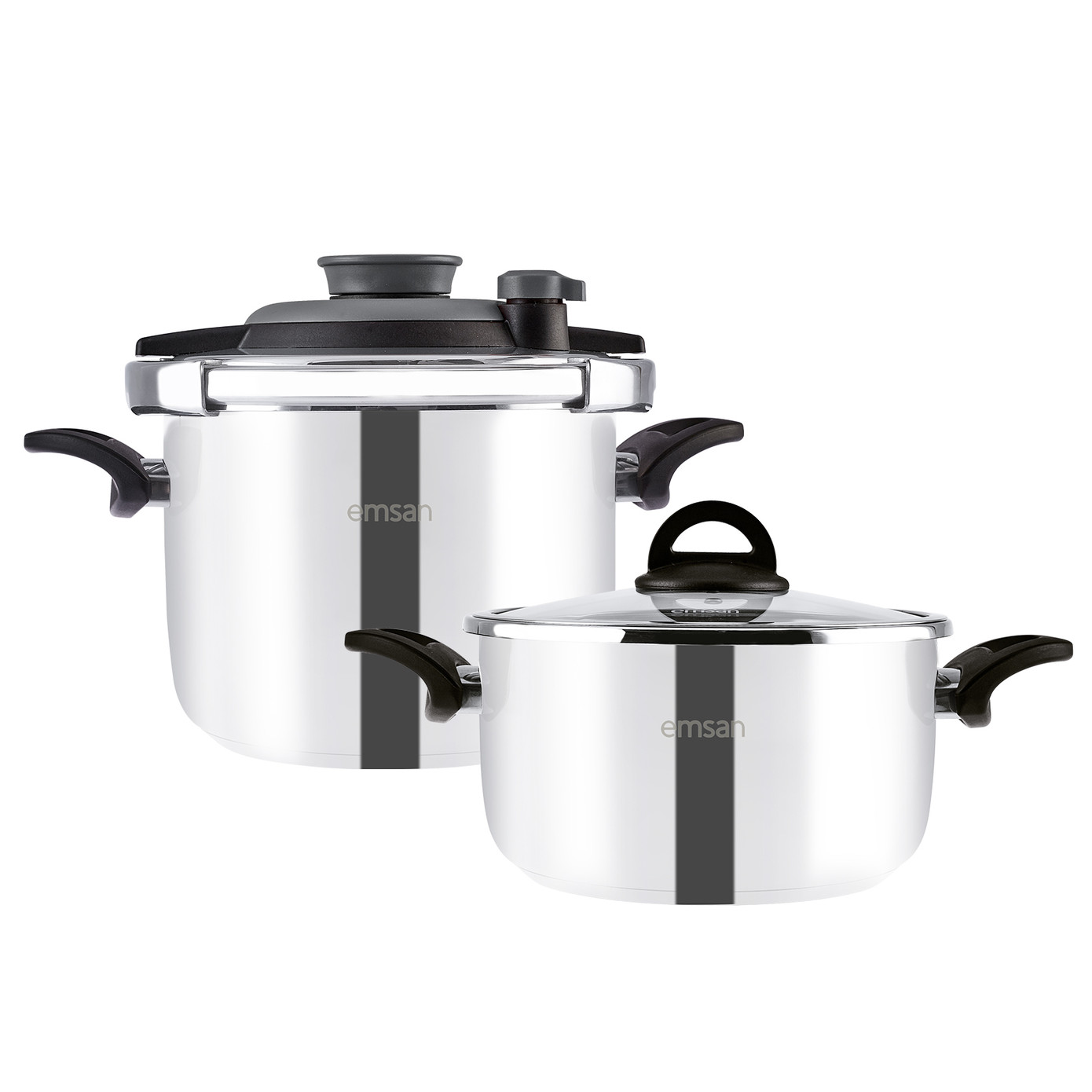 Emsan Vera Pressure Cooker Set 4+6 Liter Black