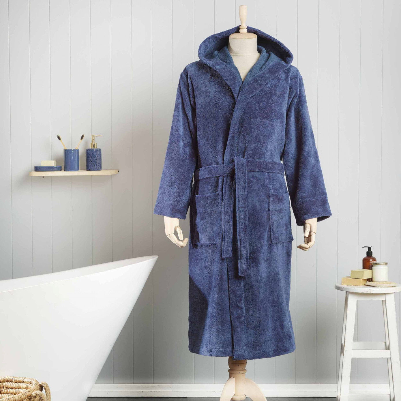 Karaca Home Motto Indigo Triga Bathrobe L/XL