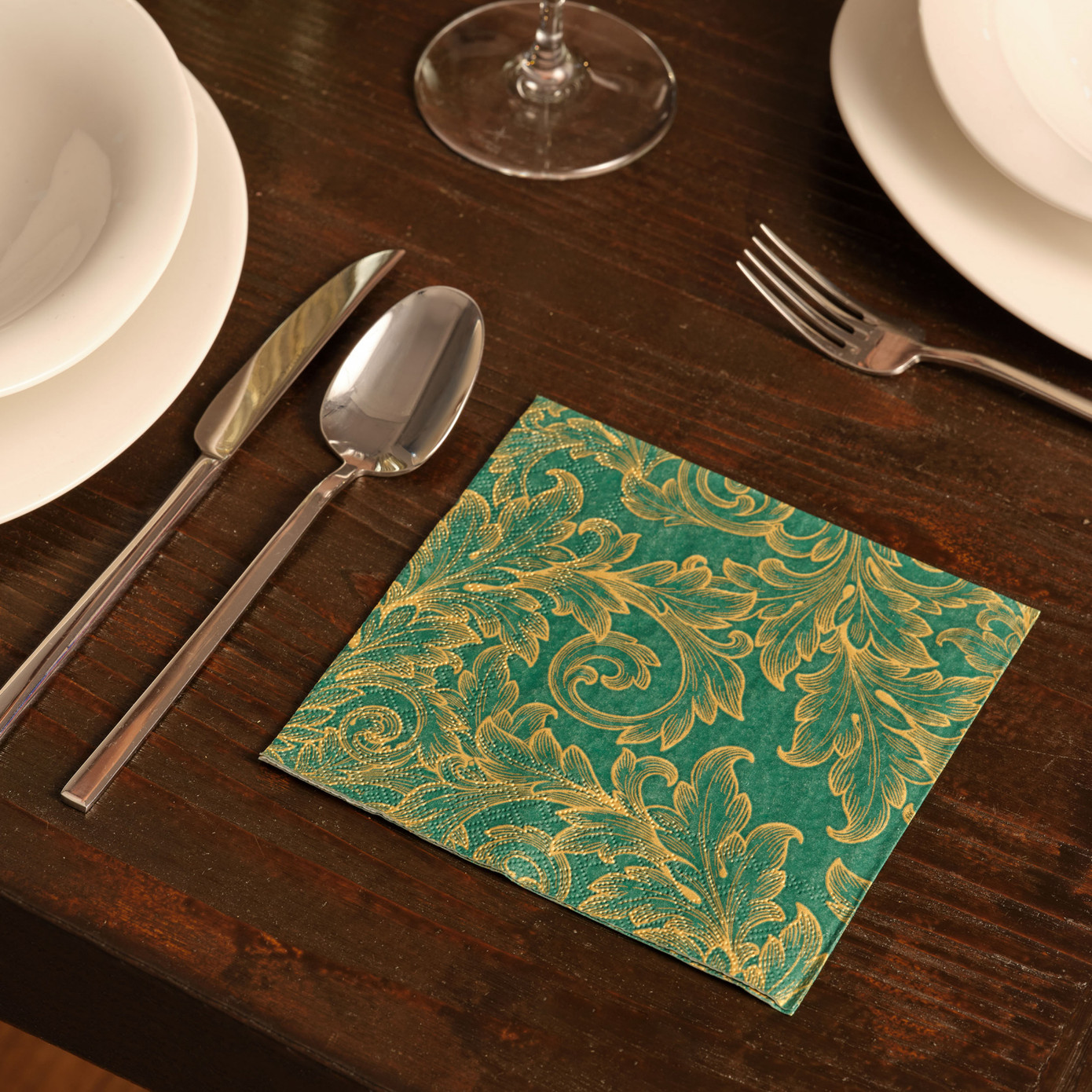 Karaca Home New Year Baroque Gold-Green 20 Pcs Paper Napkin