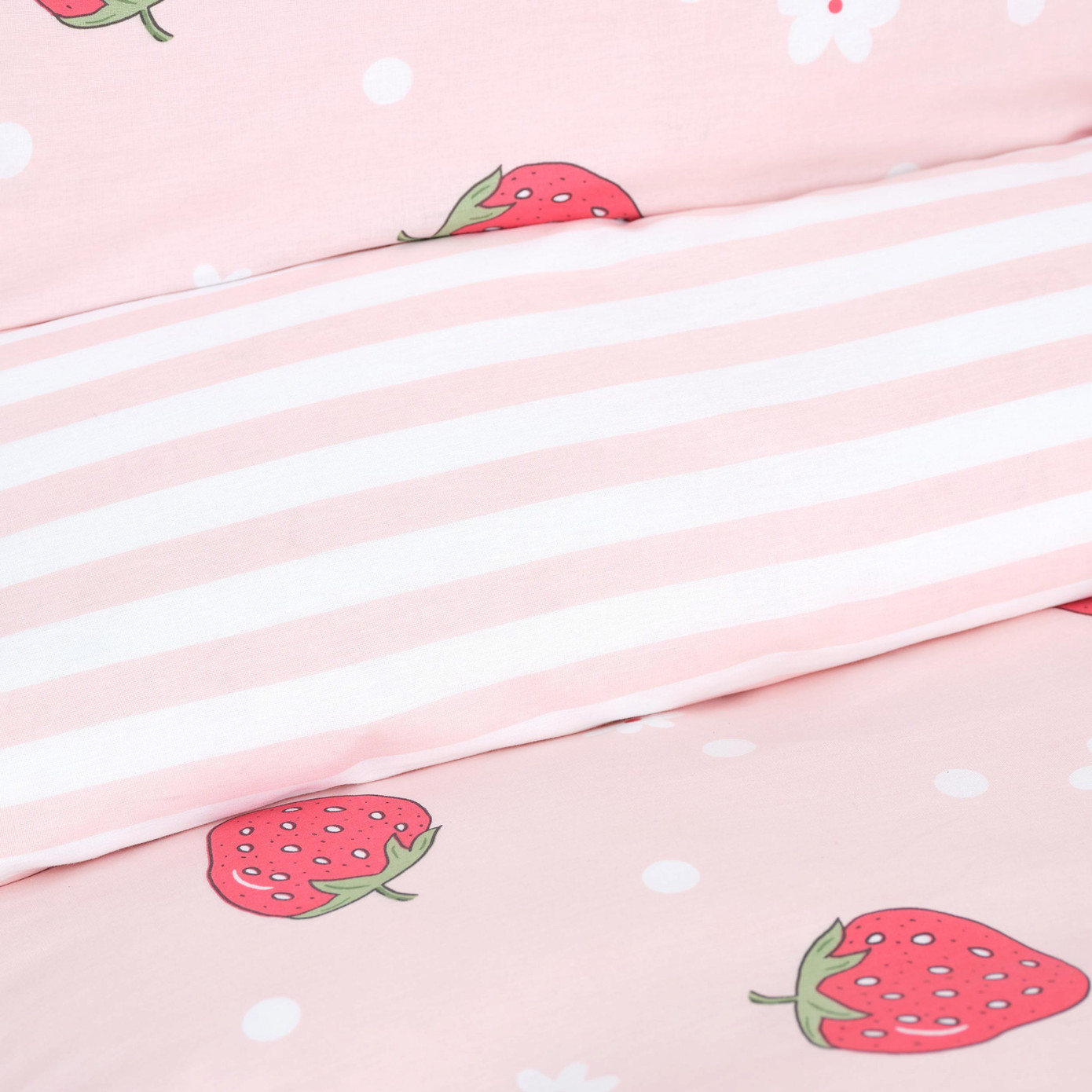 Sarah Anderson Strawberry Pink 100% Cotton Double Duvet Cover & Pillow Set