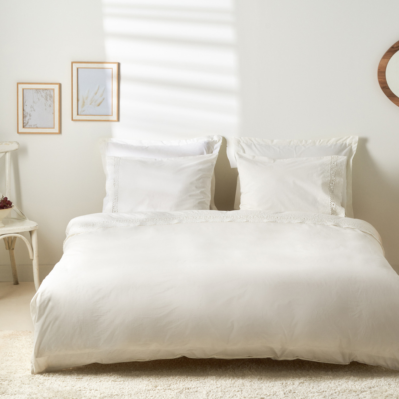 Karaca Home White Collection Mia Lace Double Duvet Cover Set White