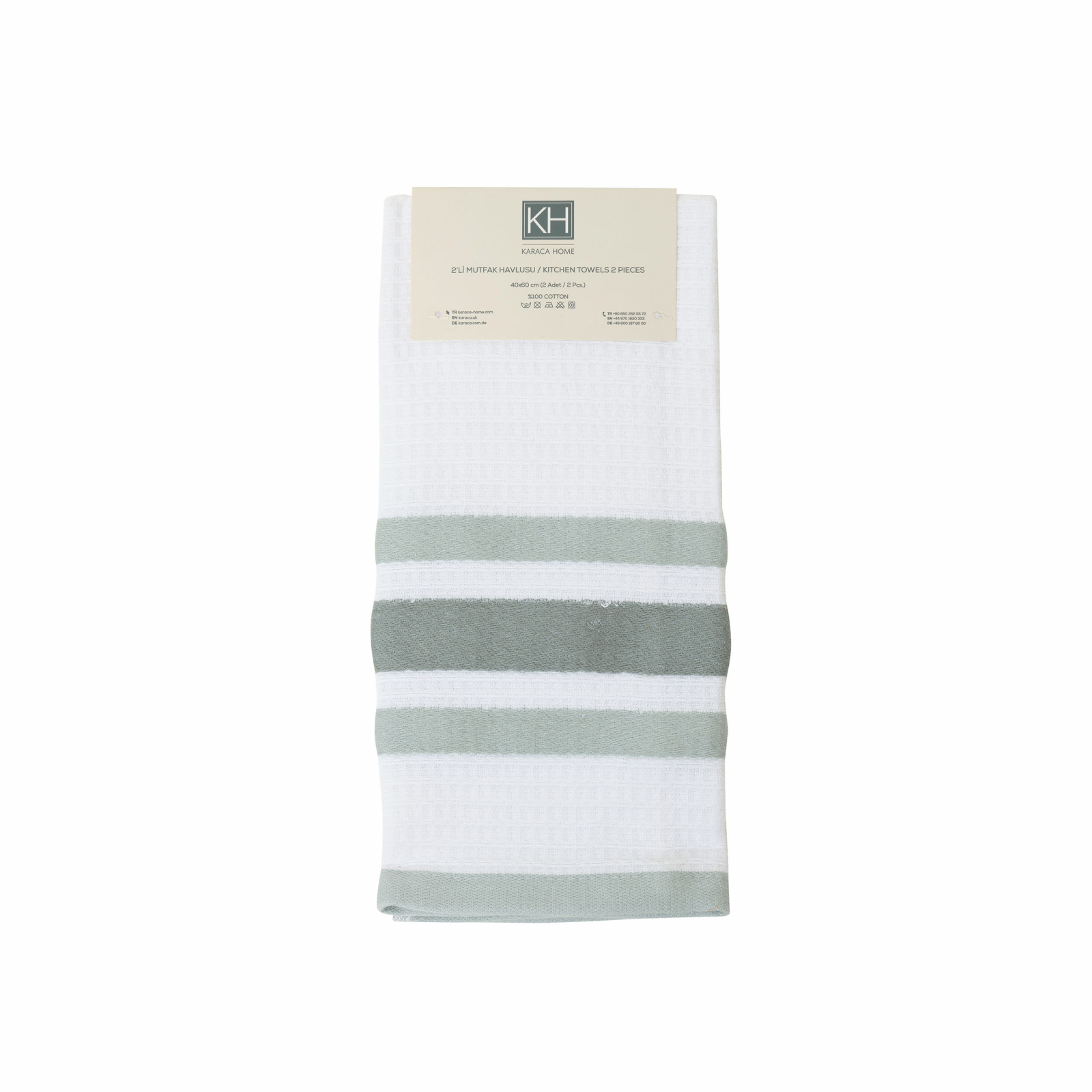 Karaca Home Swiss Green 100% Cotton Kitchen Towels 2-pack 60x40 Cm