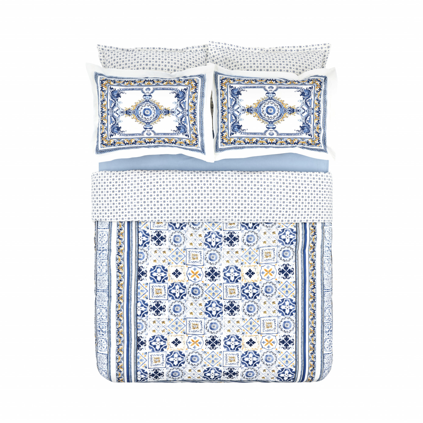 Karaca Home Alfama 100% Cotton Duvet Cover Set Double Blue