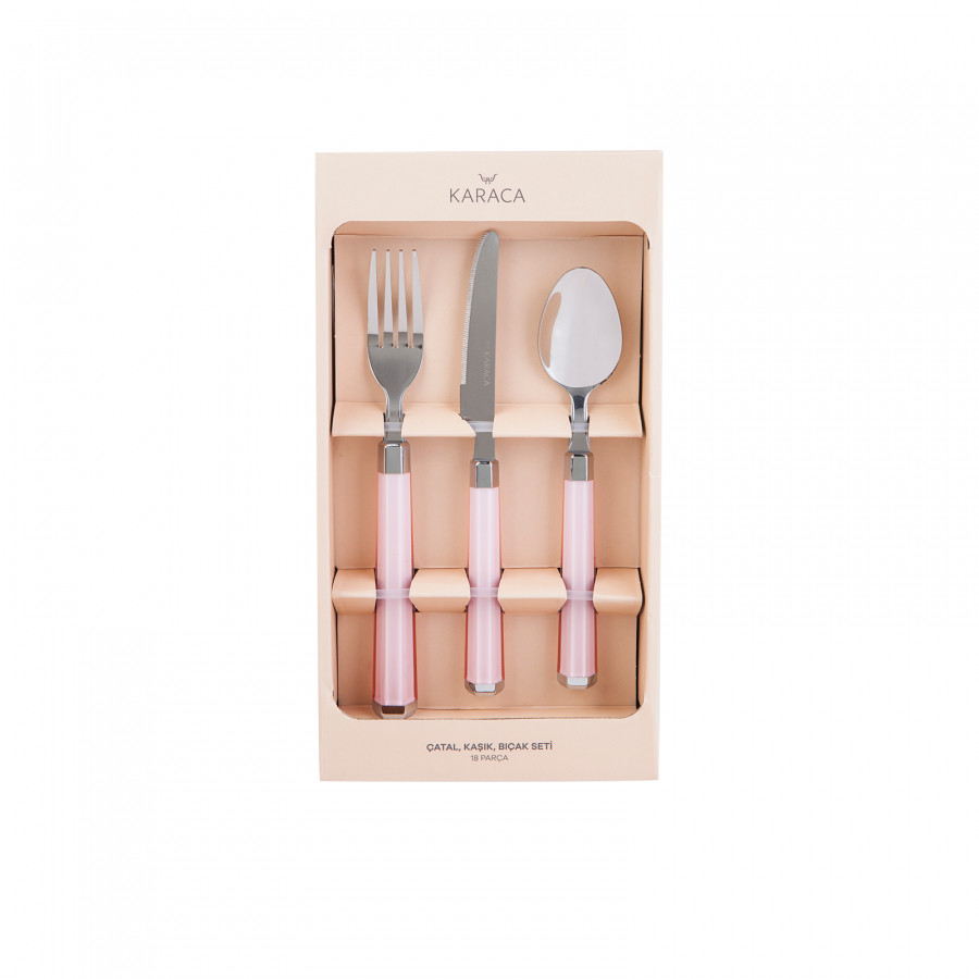 Karaca Freya Pink 18 Pcs Cutlery Set For 6 Persons