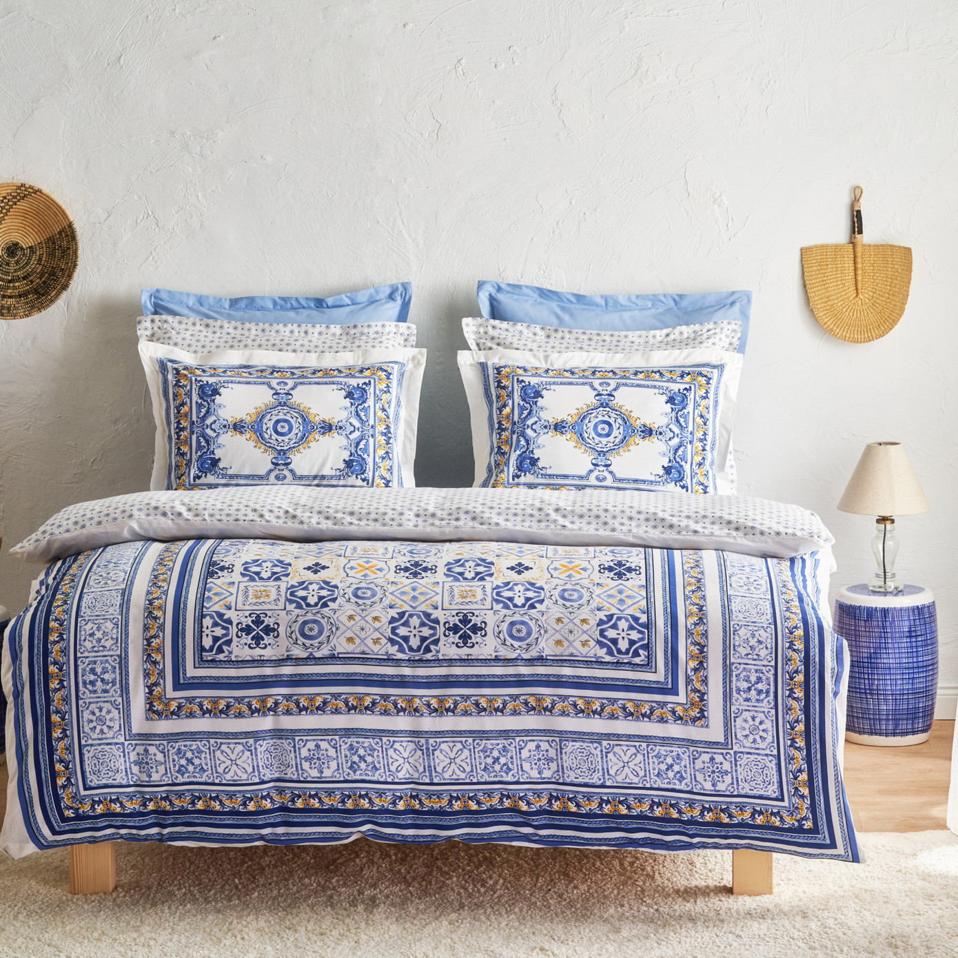 Karaca Home Alfama 100% Cotton Duvet Cover Set Double Blue