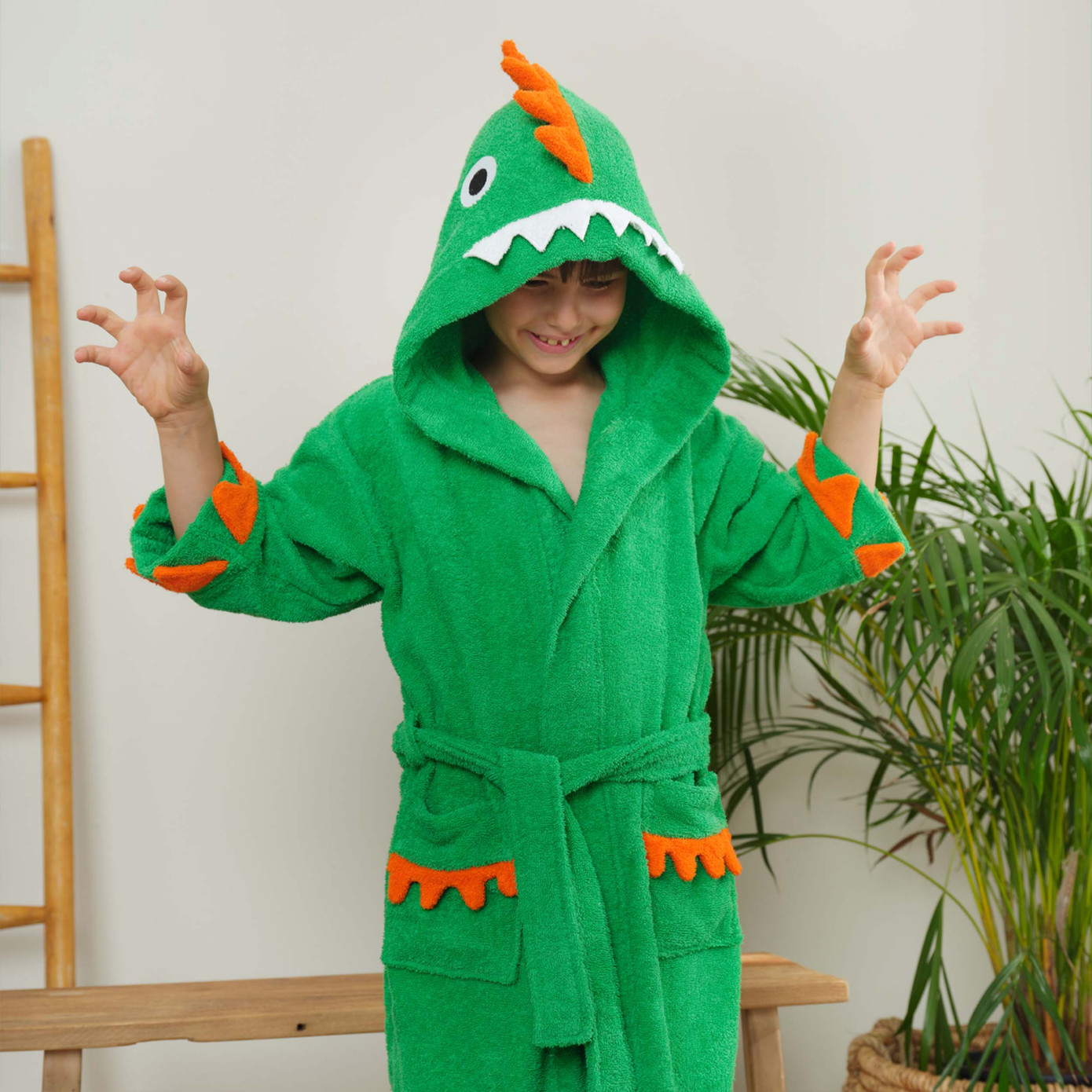 Karaca Home Young Dino 100% Cotton Childrens Bathrobe 6-8 Years