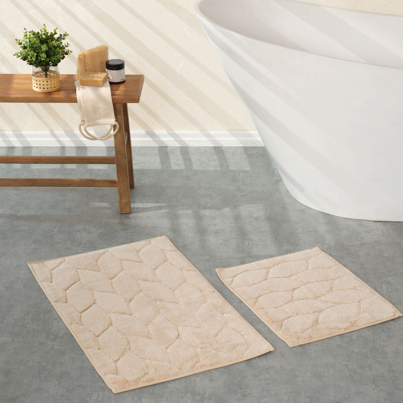 Karaca Home Elegant Mink Doormat Set 50x40 Cm 50x80 Cm