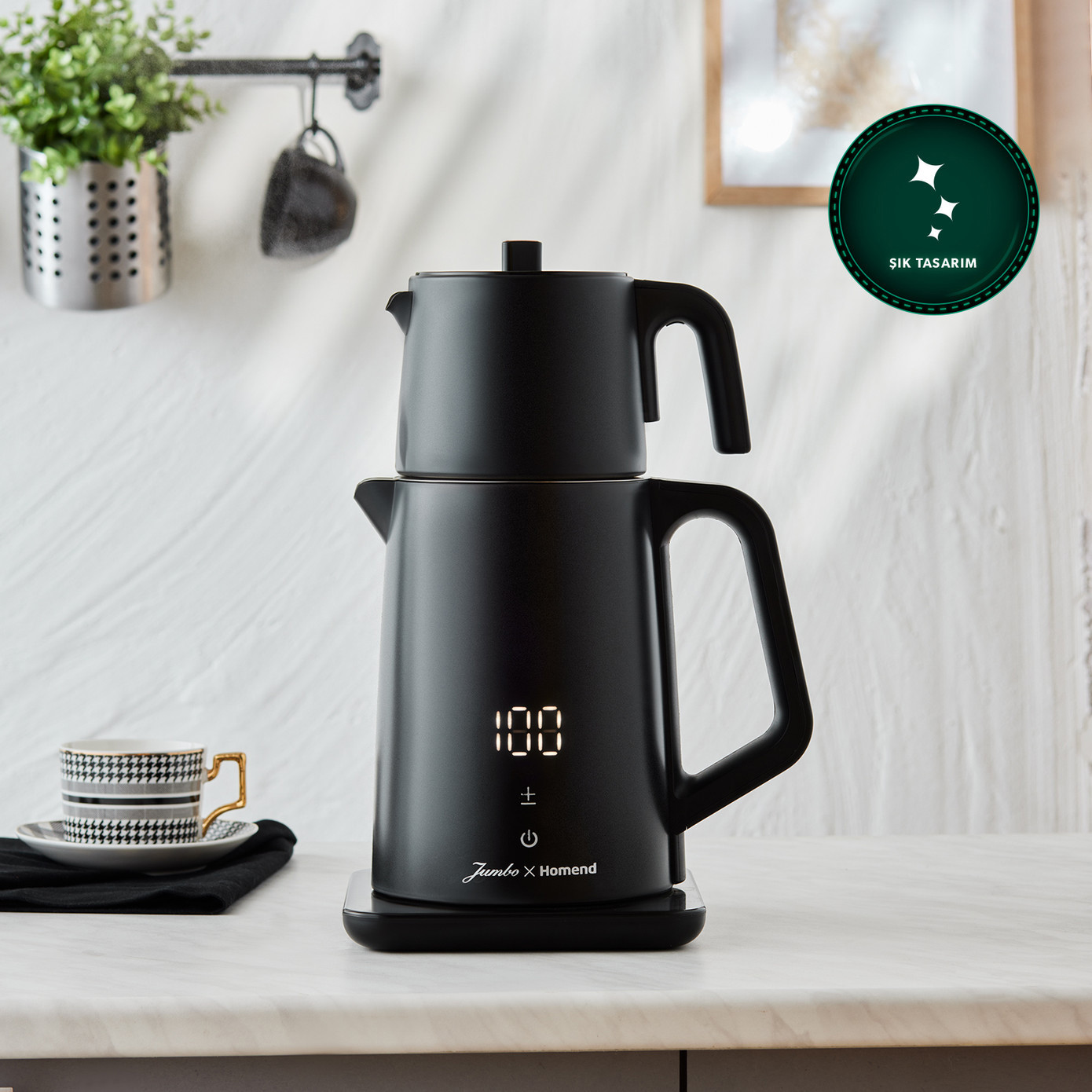 Jumbo X Homend Royaltea Cooltouch 1792H Touch Hand Non Burning Body Stainless Steel Talking Tea Maker With Wifi Control