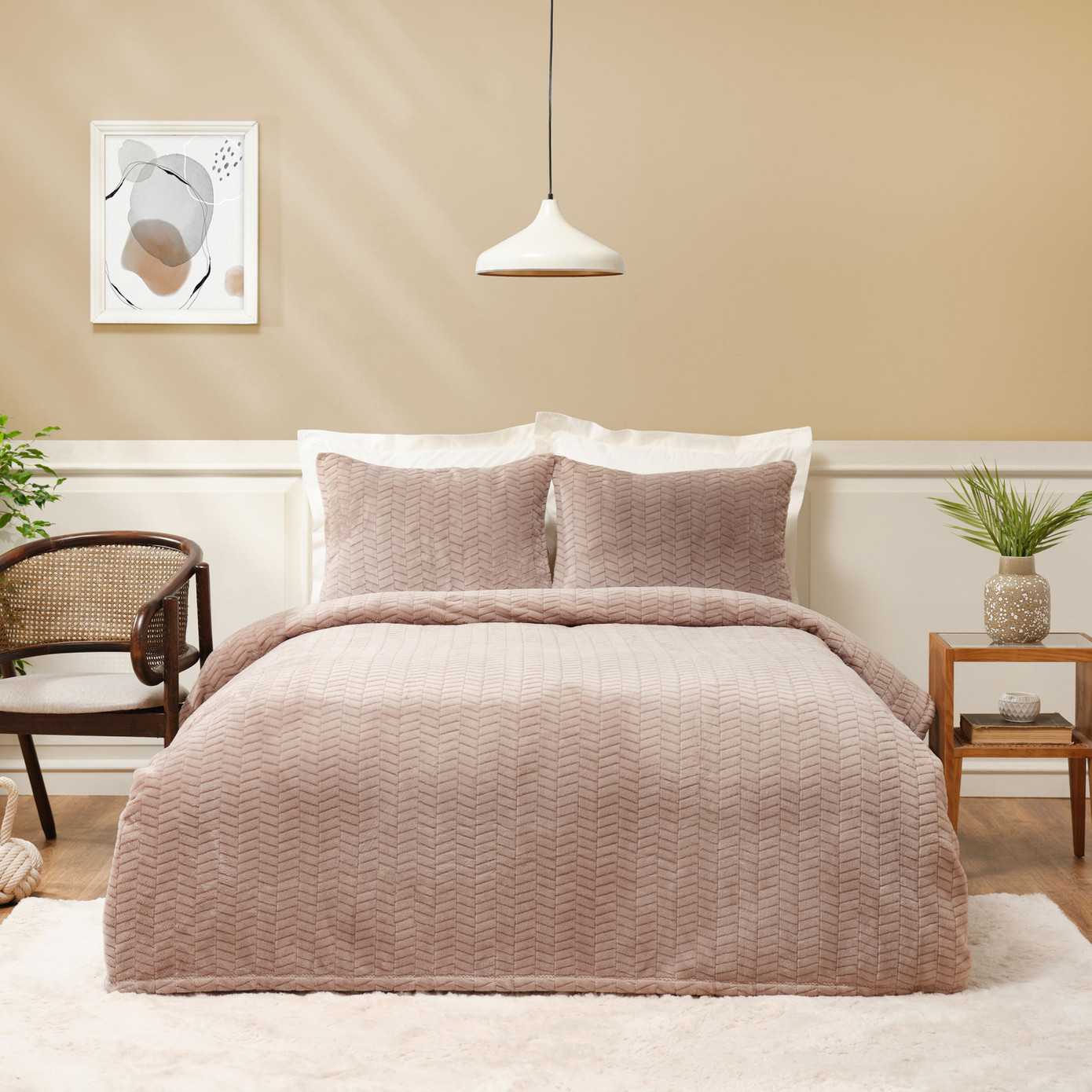 Karaca Home Rosie Beige Double Wellsoft Bedspread