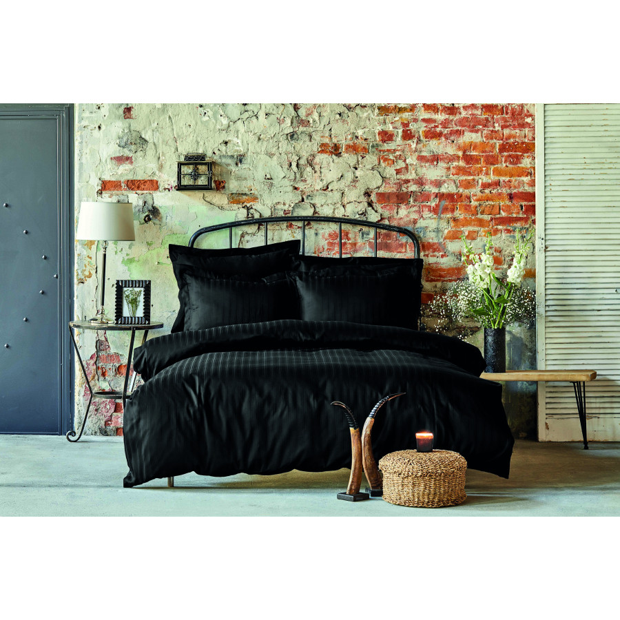 Karaca Home Charm Bold Black 100% Cotton Satin Single Duvet Cover Set