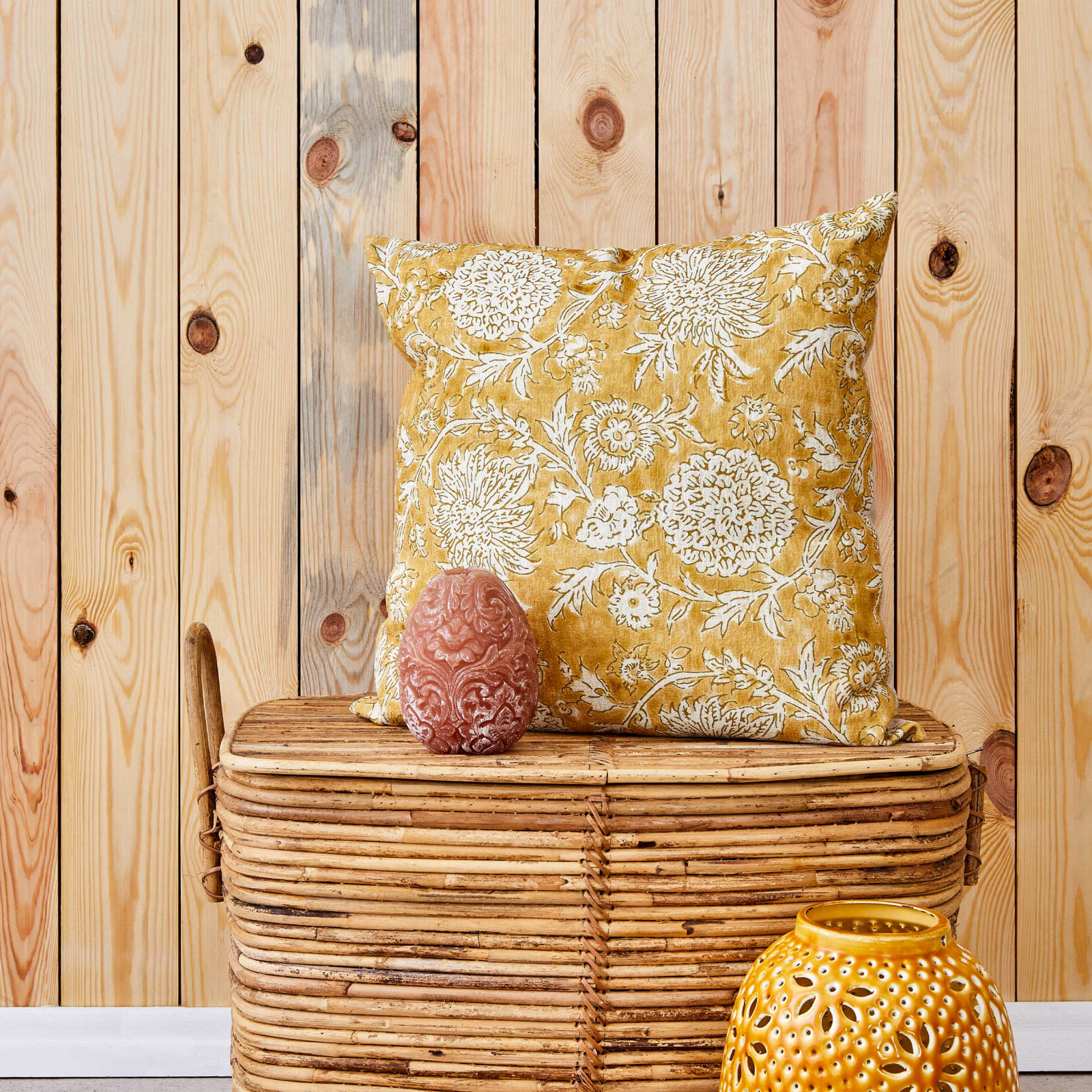 Karaca Home Clereta Patterned Cushion 45x45 Cm Mustard