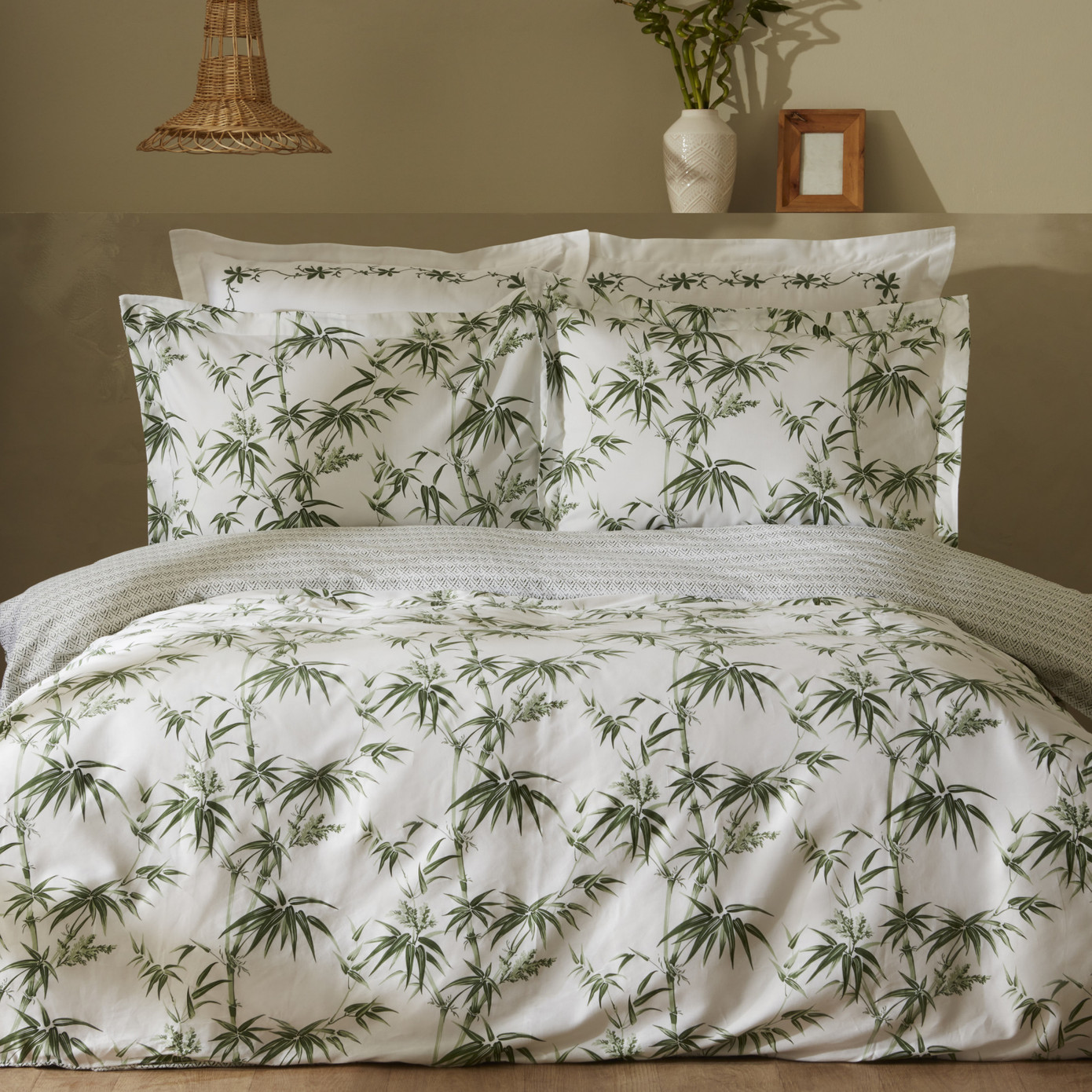 Karaca Home Doğasever Grove Bamboo 100% Cotton Double Duvet Cover Set Green