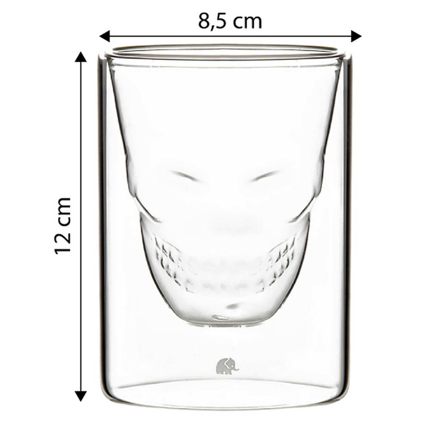 Jumbo Glory Double Wall Double Walled Skull Large 2 Pcs Glass 250 Ml