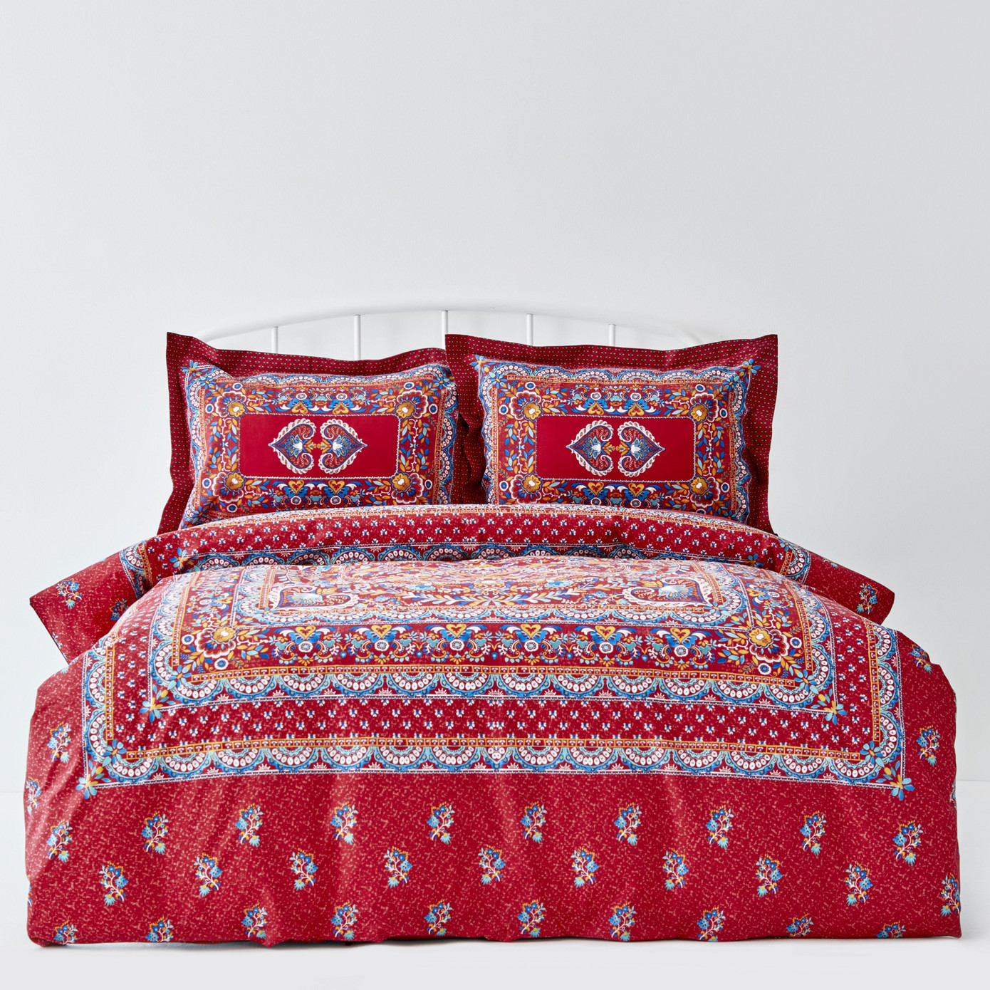 Karaca Home Axis Panel Red 100% Cotton Double Duvet Cover Set