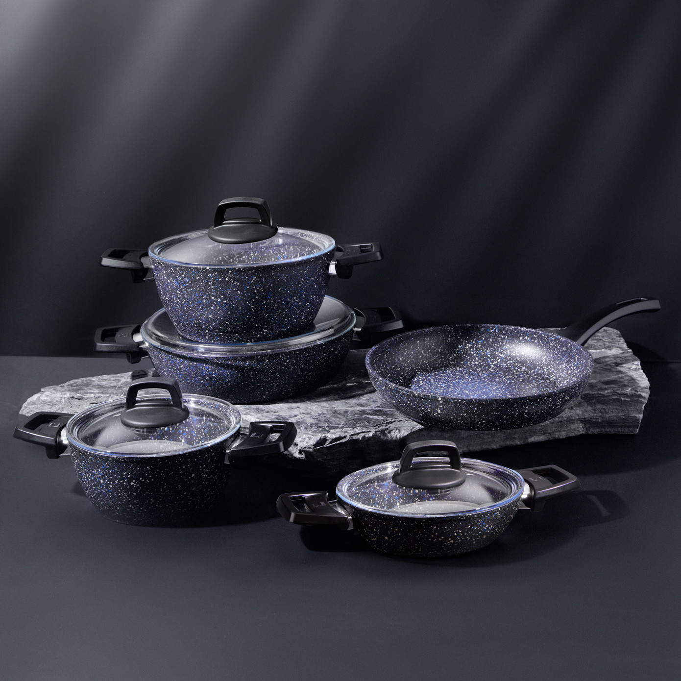 Karaca Bio Granit Blue Stone 9 Piece Cookware Set