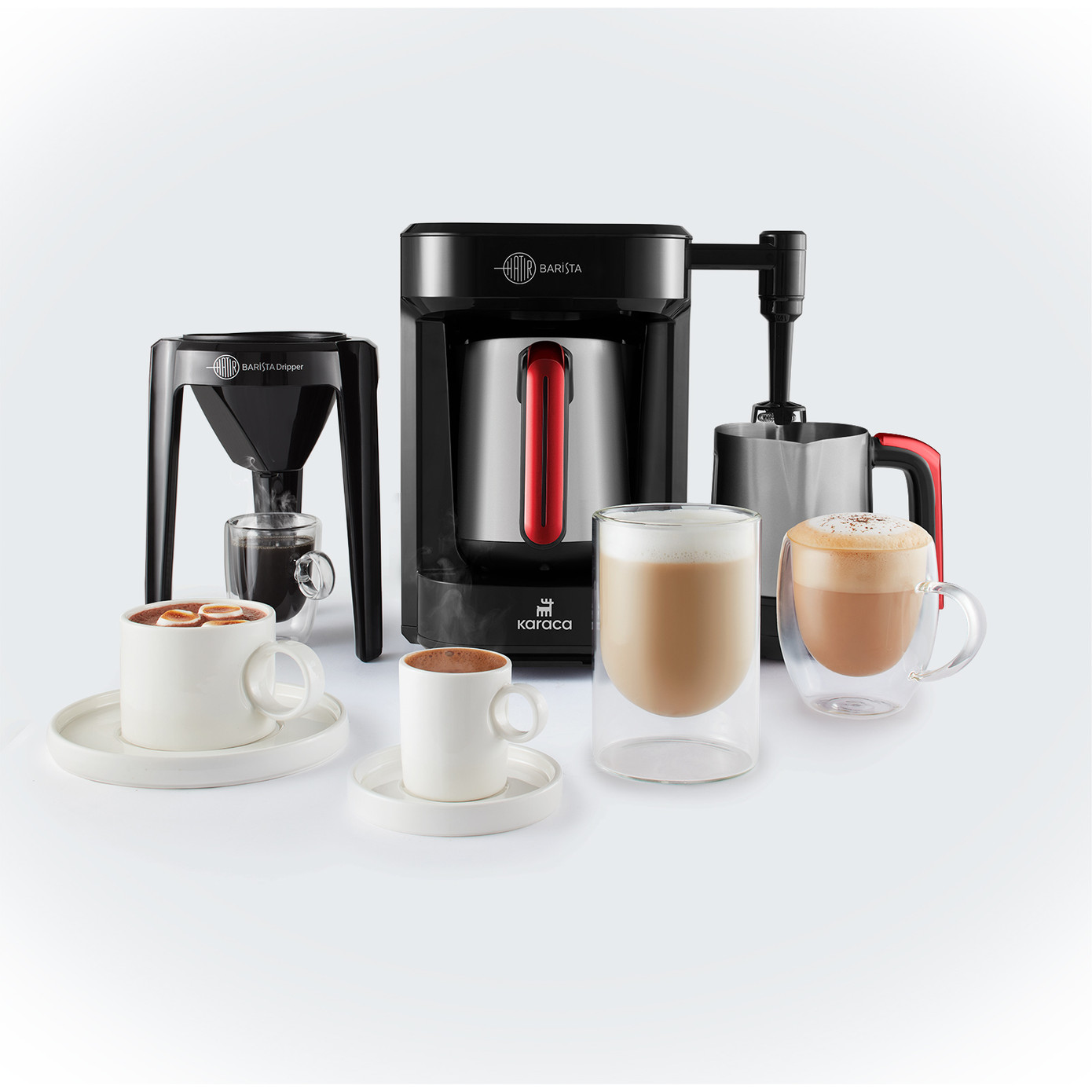 Karaca Hatır Barista Steel Cappuccino And Turkish Coffee Machine Imperial Red