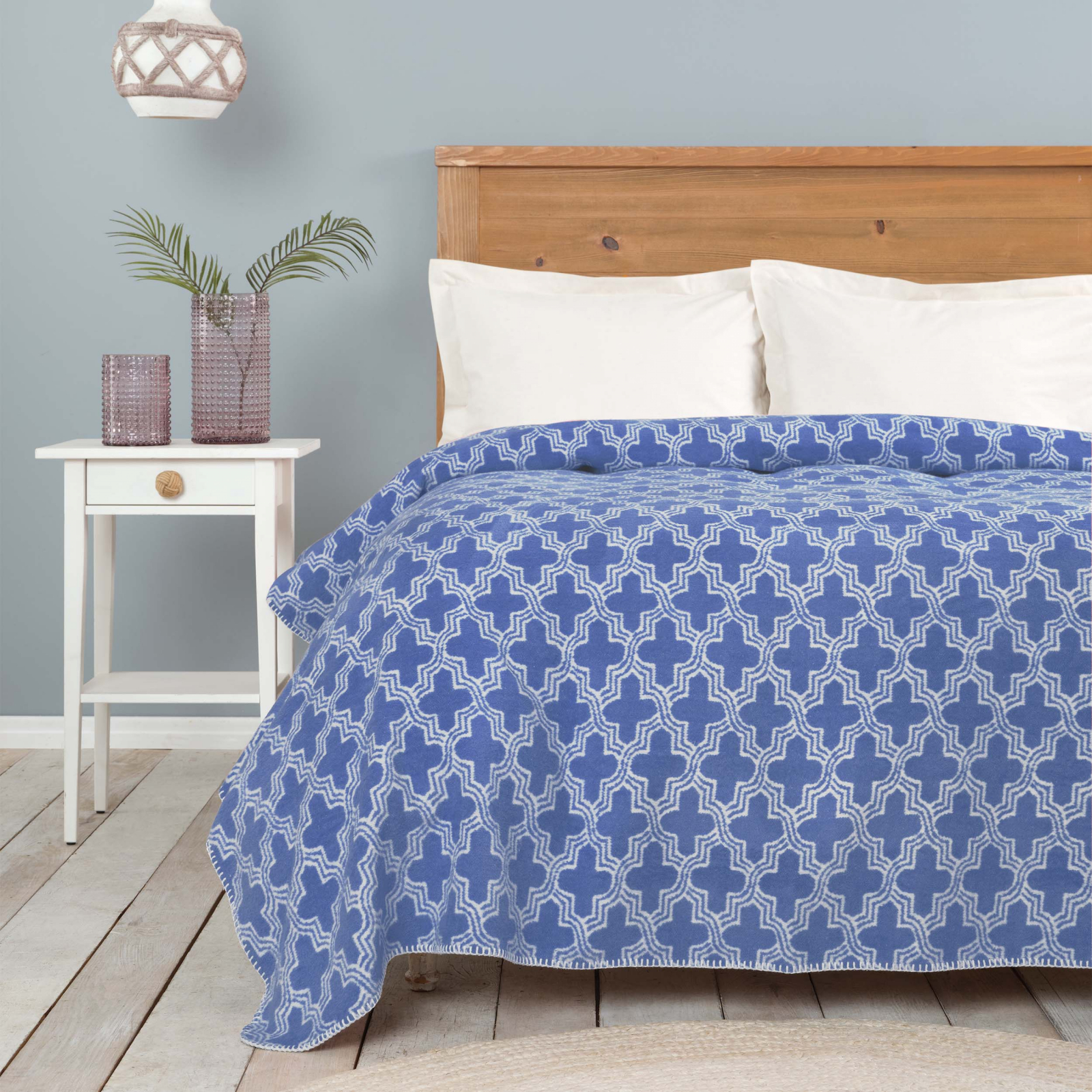 Karaca Home Benita Indigo Double Cotton Blanket