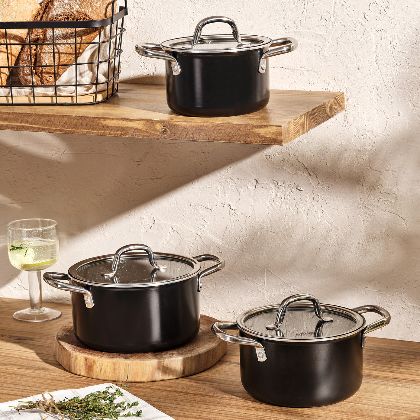 Emsan Master Class 6 Piece Midi Cookware Set Black