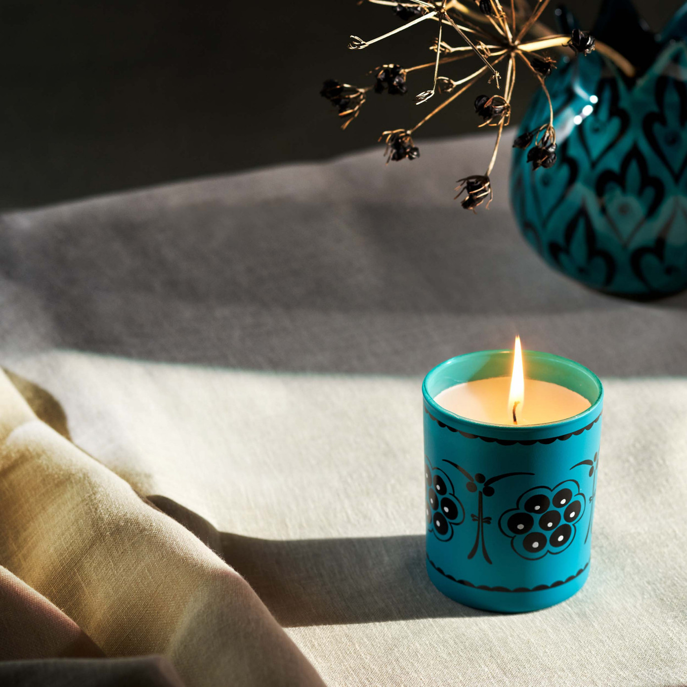 Karaca Home Paye Seljuk Series Blue Glass Candle