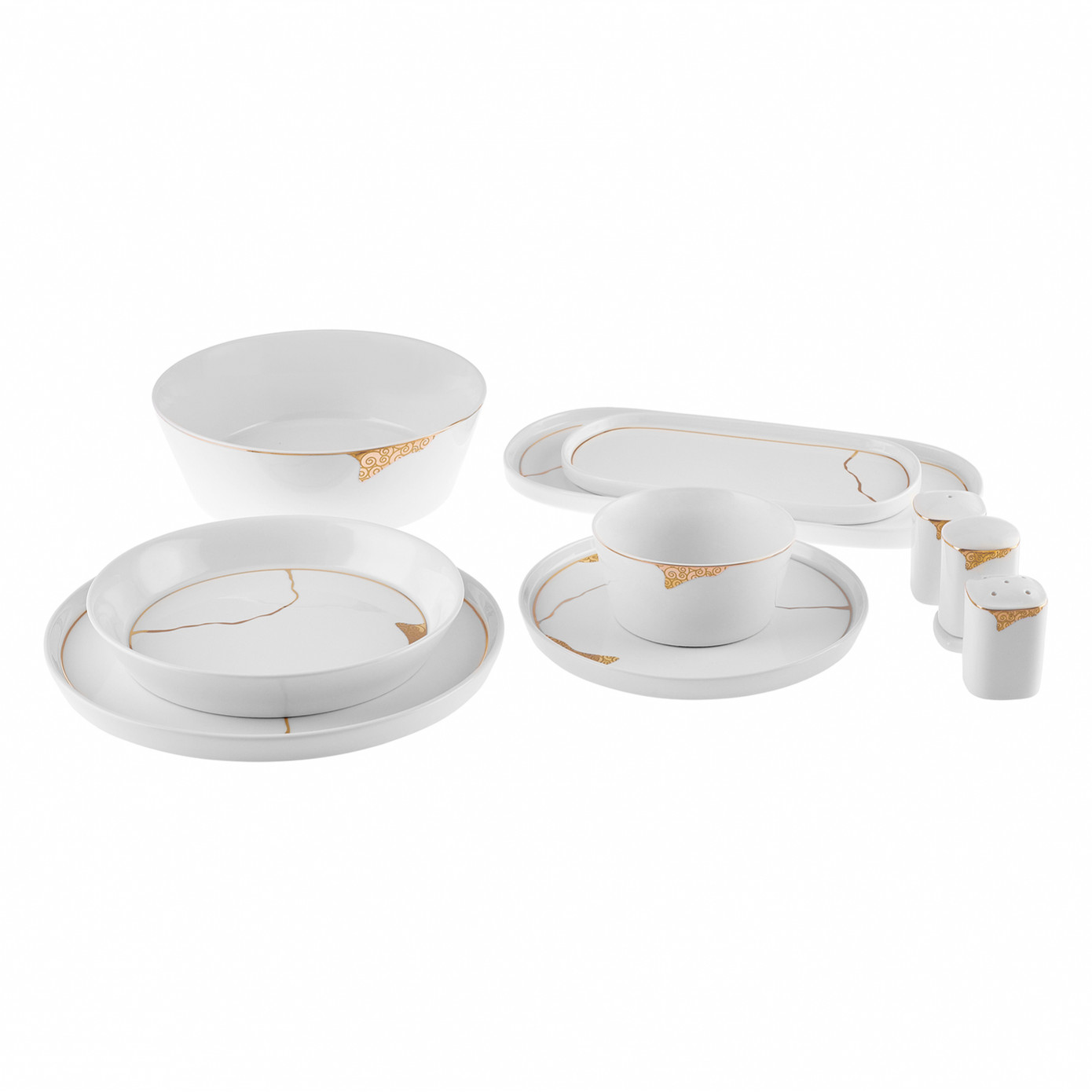 Karaca Streamline Quora 59 Pieces New Bone Dinnerware Set For 12 People