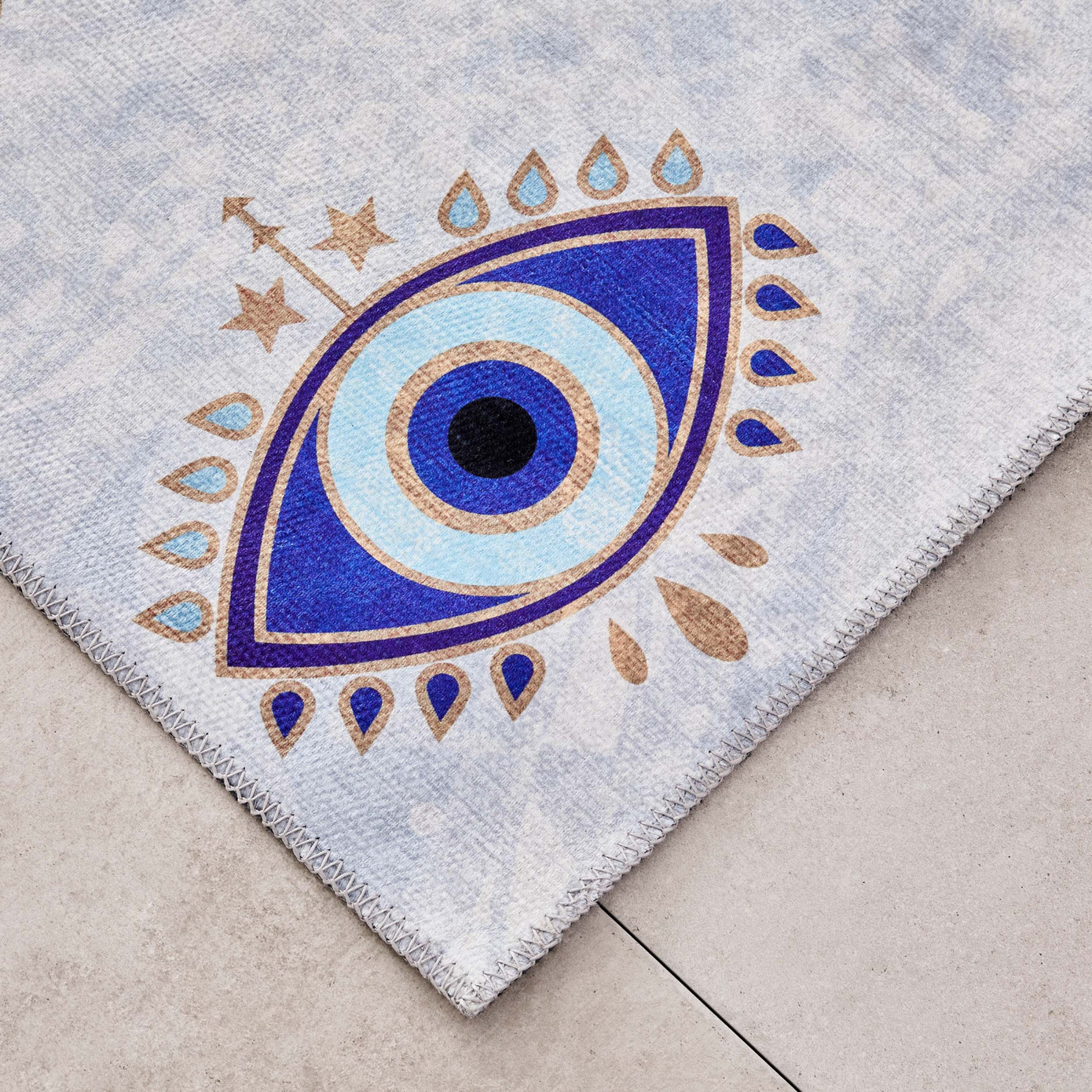 Cashmere Carpet Decorative Art Kitchen Evil Eye 80x300 Cm