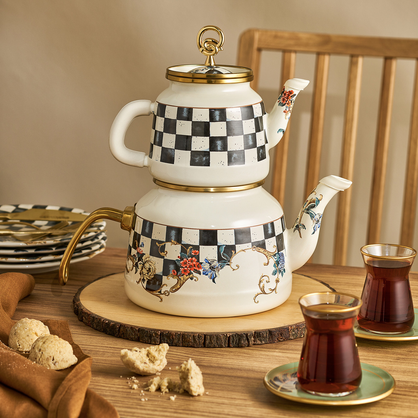 Emsan Victoria Enamel Teapot Set