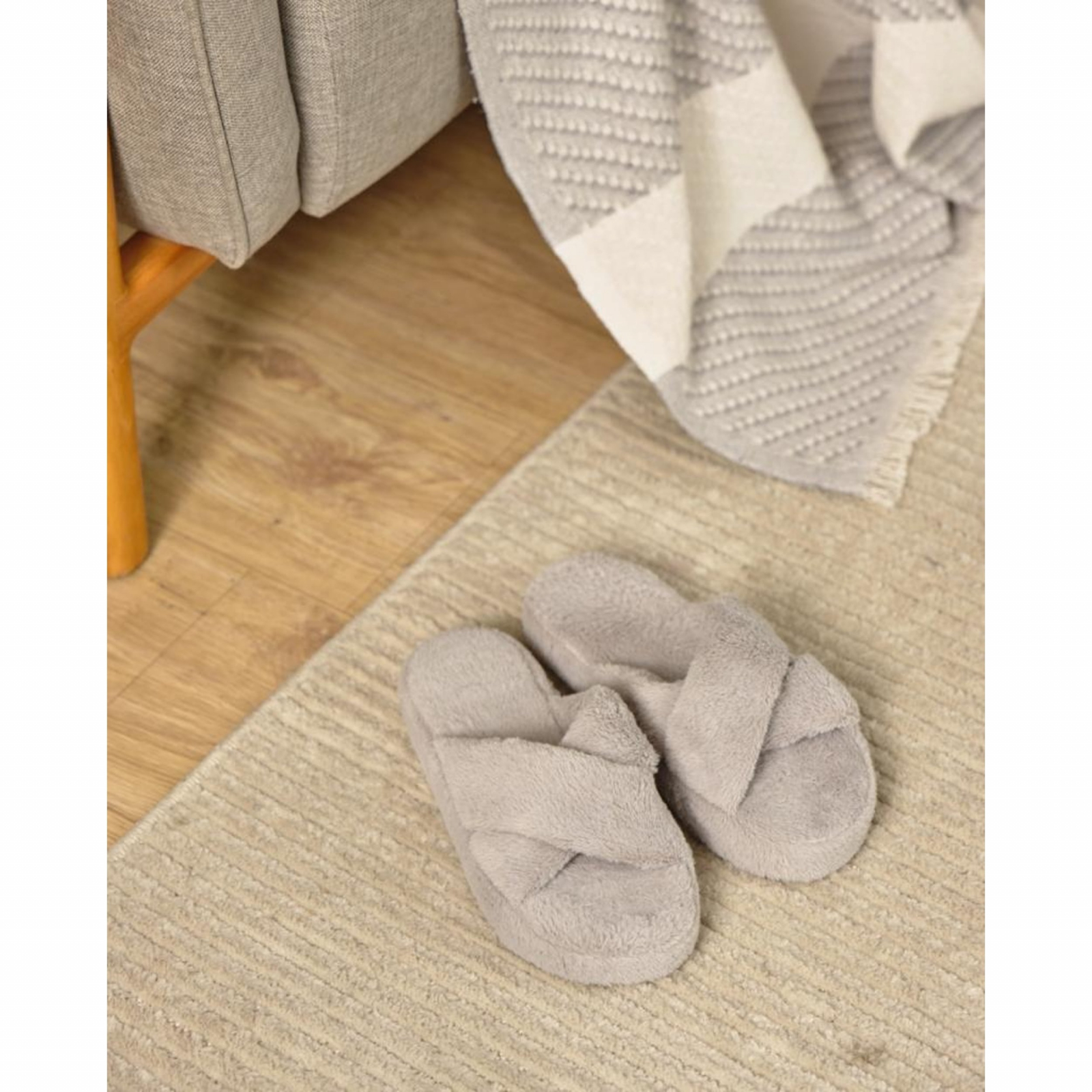 Karaca Home Young Cross Slippers 36-37 Gray