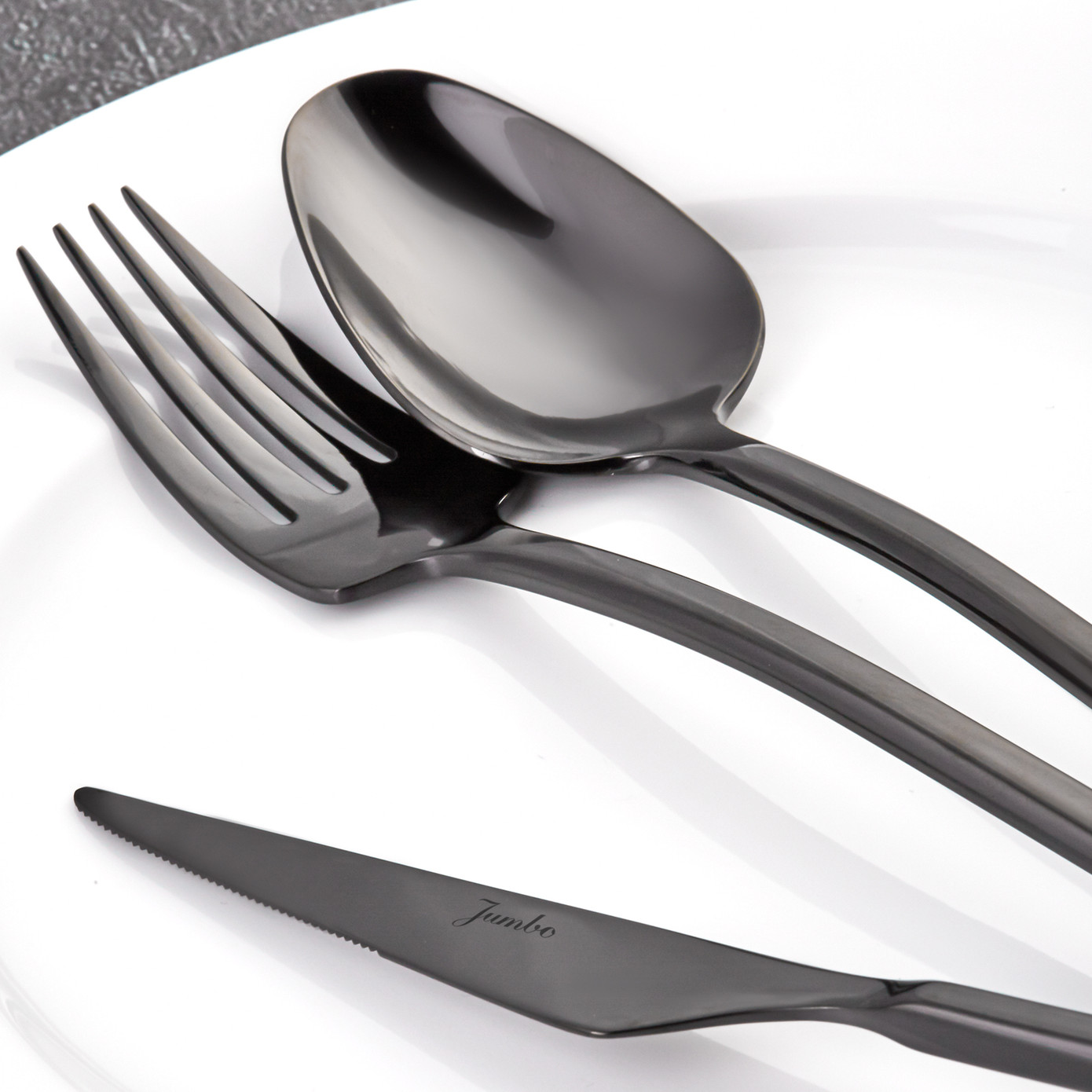 Jumbo 5500 84 Pcs Cutlery Set For 12 People Titanium Black