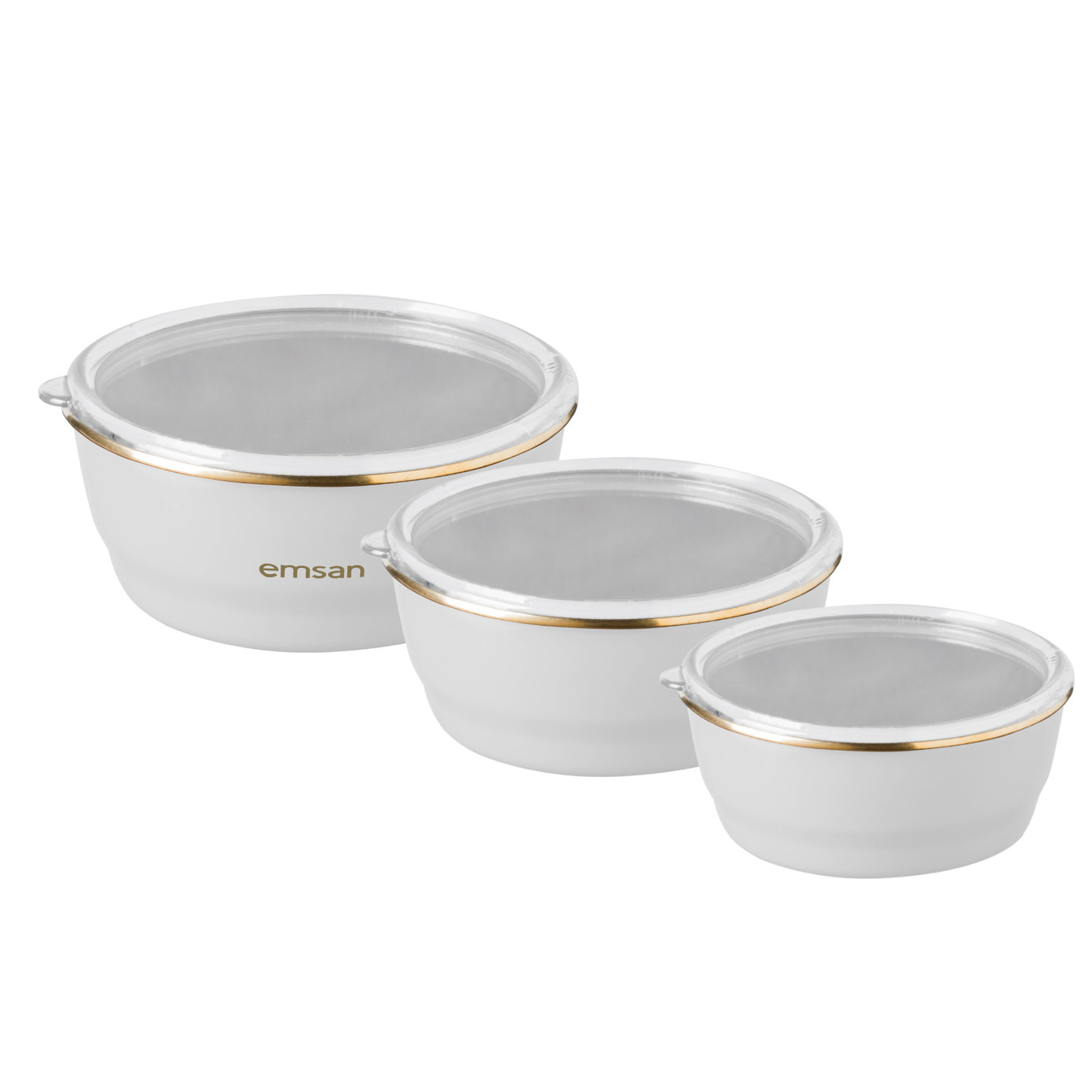 Emsan Troy Enamel 3 Pcs Storage Container White