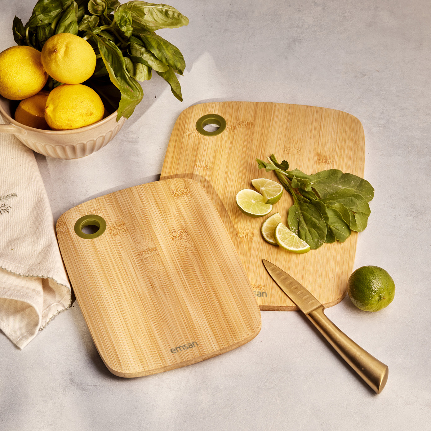 Emsan Bamboo Luna 2 Piece Cutting Board