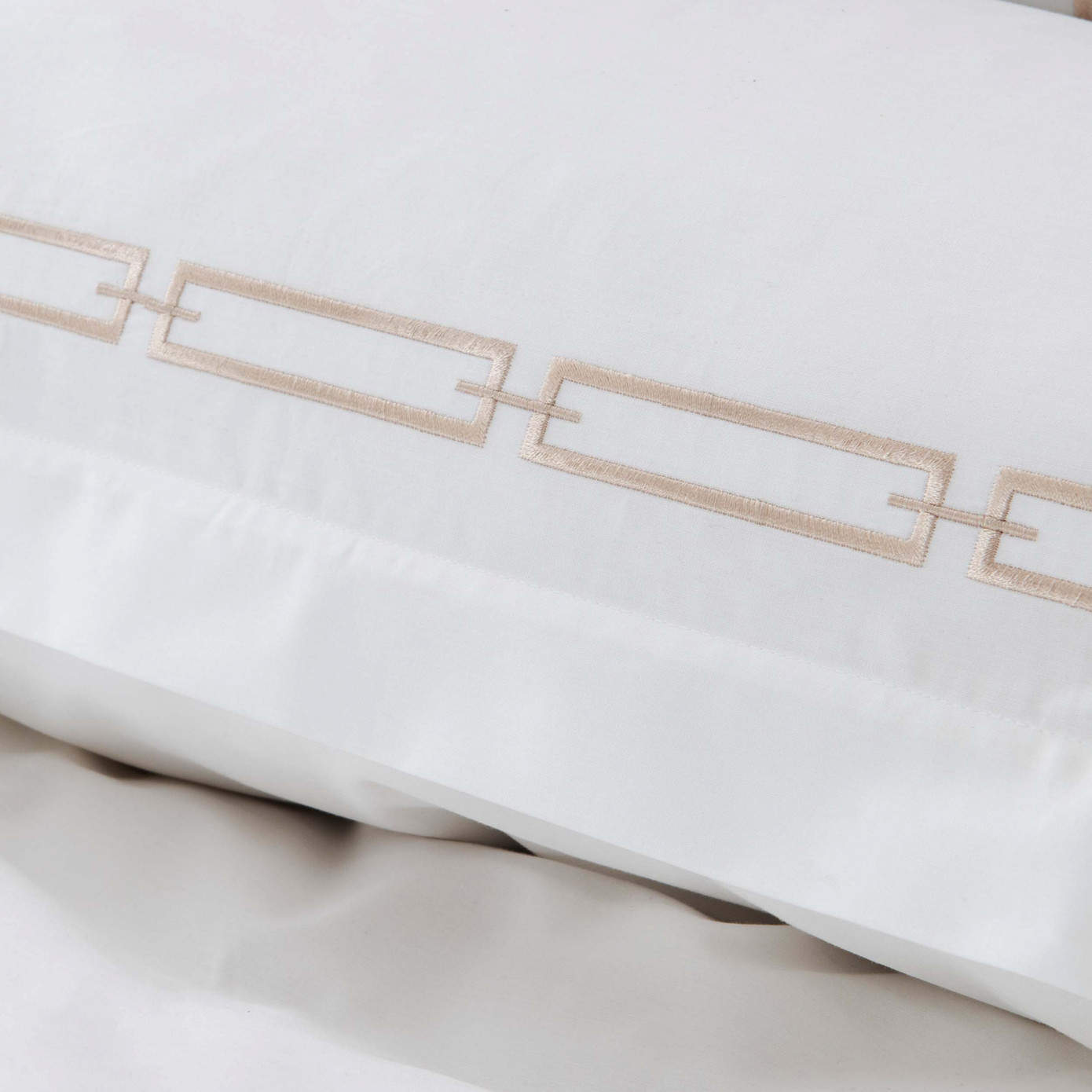 Karaca Home White Col Oriane Beige Embroidered Percale Double Duvet Cover Set