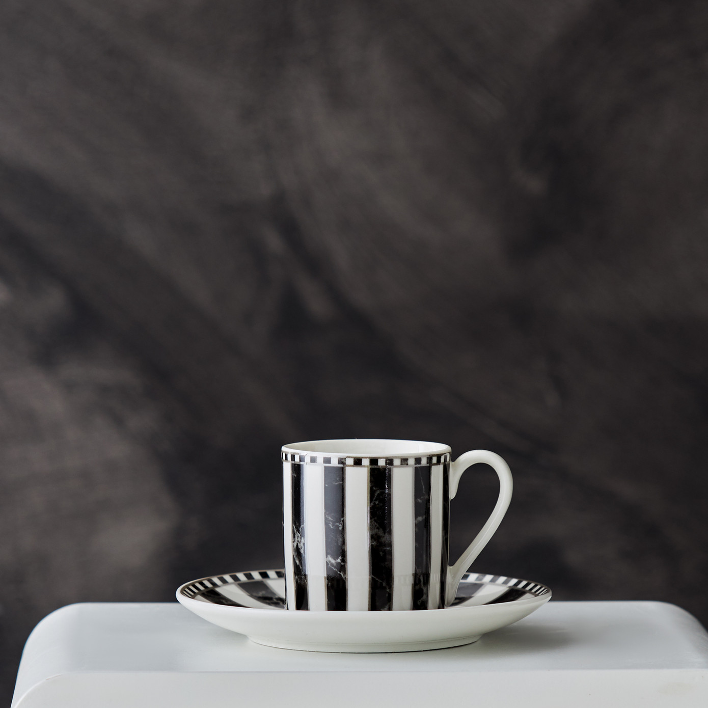 Karaca Checkered Striped Single Porcelain Coffee Cup 90 Ml