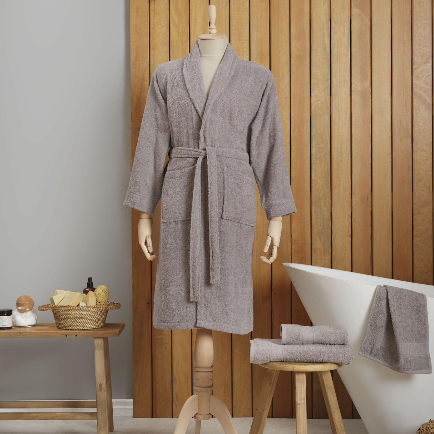 Karaca Home Dielle Gray Recycle Women's Bathrobe S/M