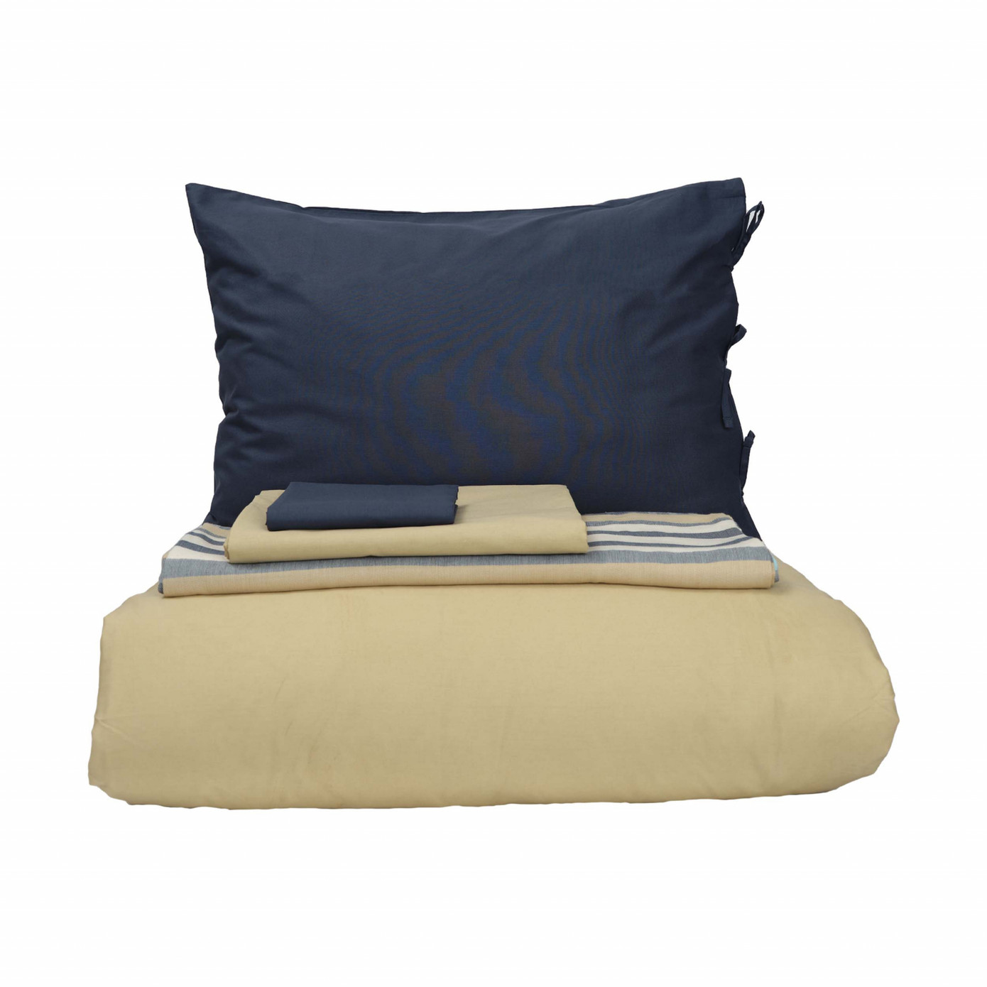 Karaca Home Basic Indigo-Beige Double Sided Double Duvet Cover Pique Set