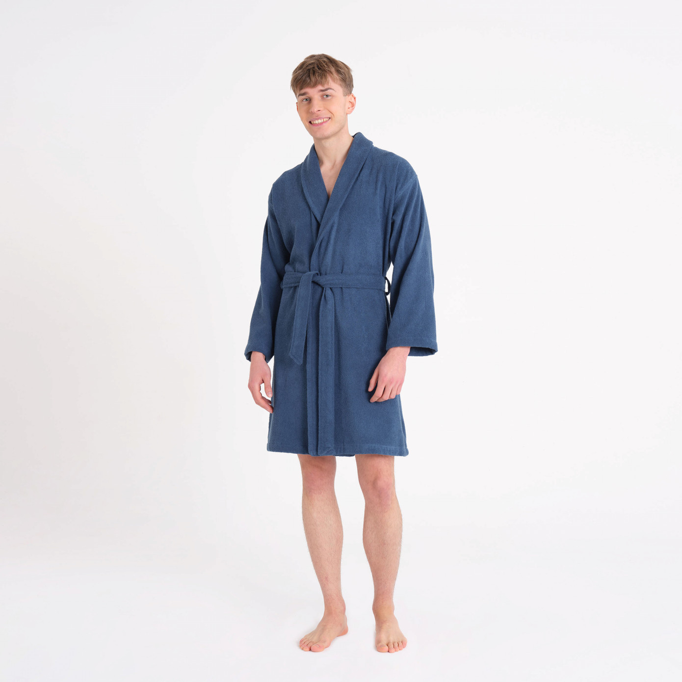 Karaca Home Barcelona Indigo Slim 100% Cotton Bathrobe L/XL