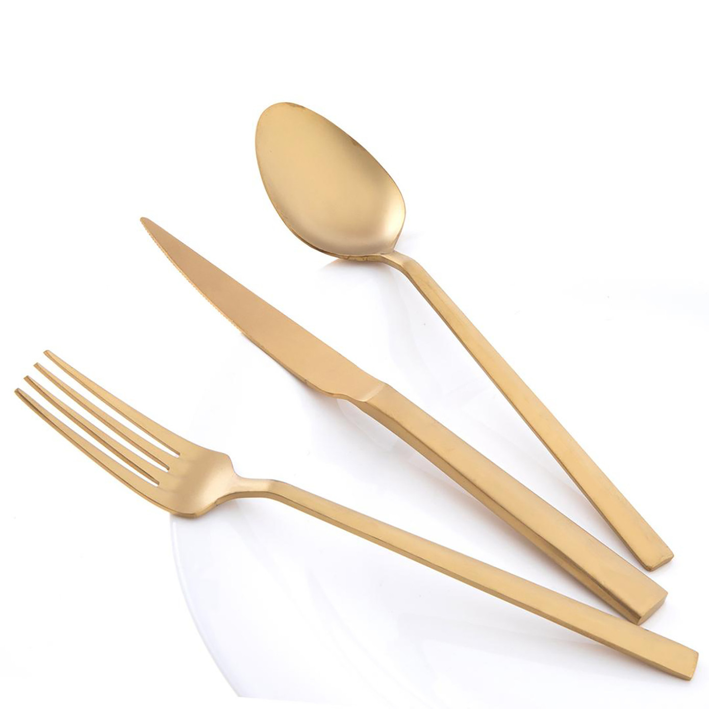 Jumbo 1900 Prism 18 Pieces 6 Person Dinnerware Cutlery Set Matt Gold