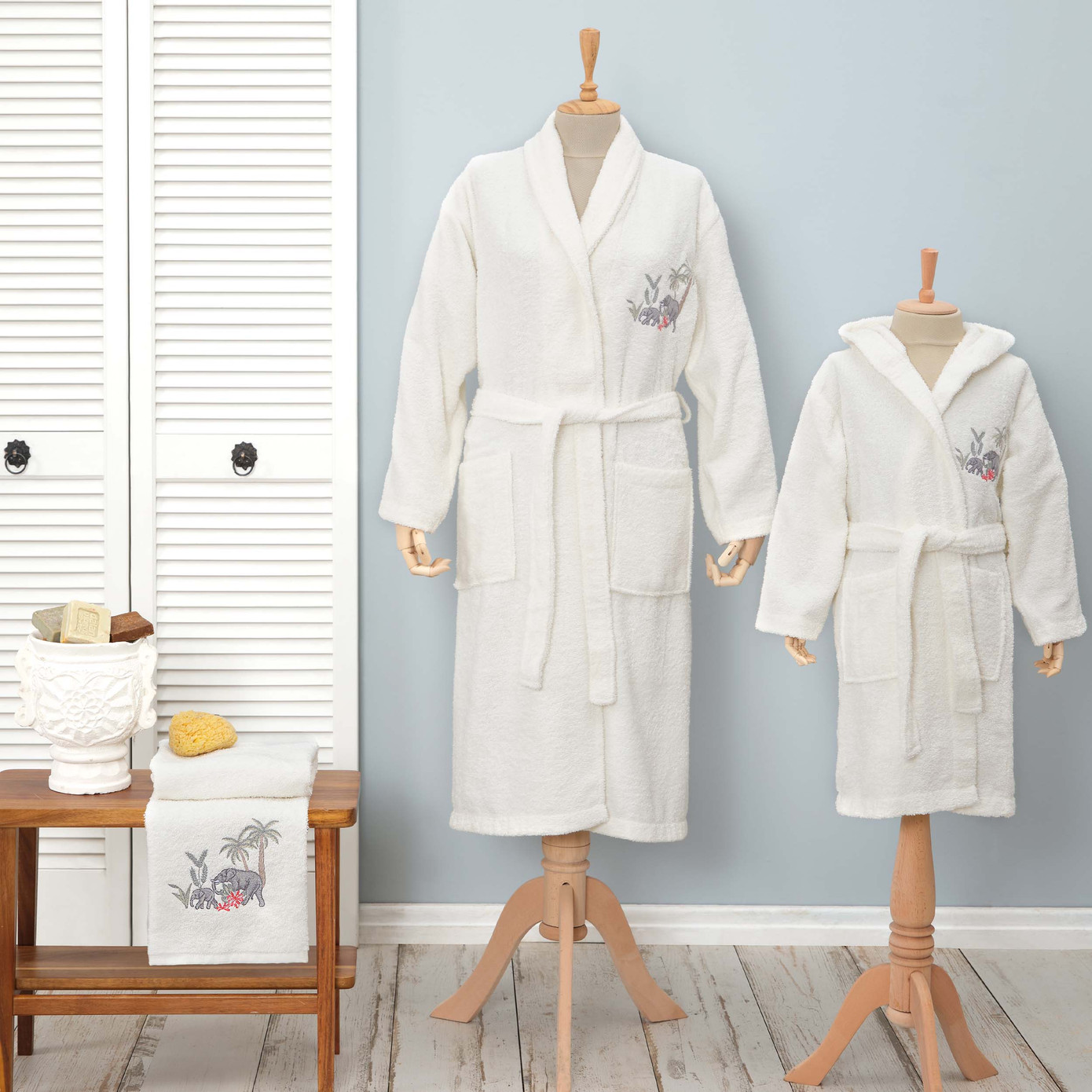 Karaca Home Elephant Women's Bathrobe Set S/M