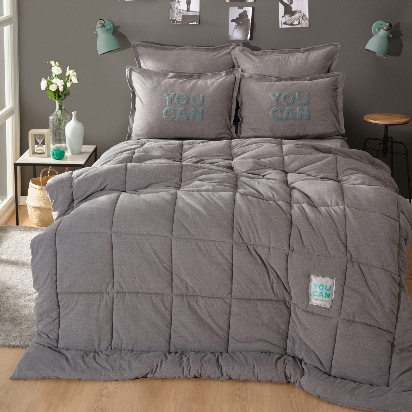 Karaca Home Motto Cotton Comfort Double Bedding Set Gray