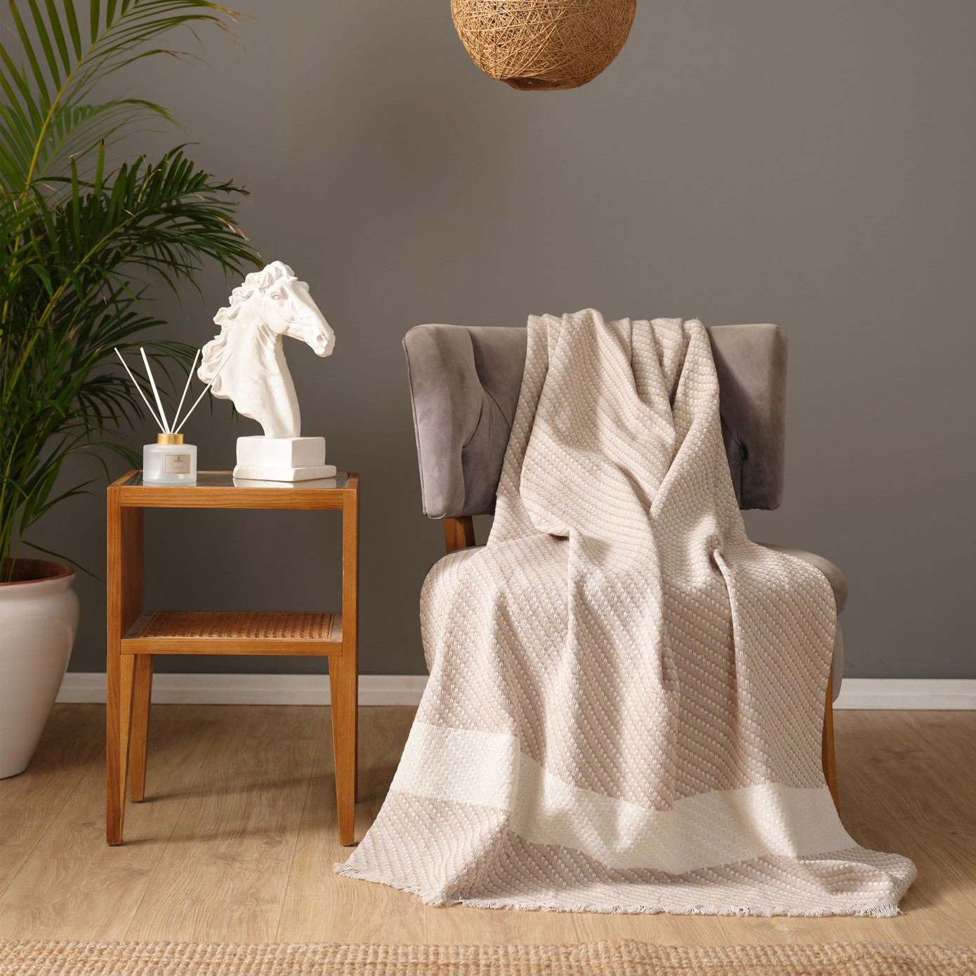 Karaca Home Wilma Beige Throw Blanket 130x170 Cm