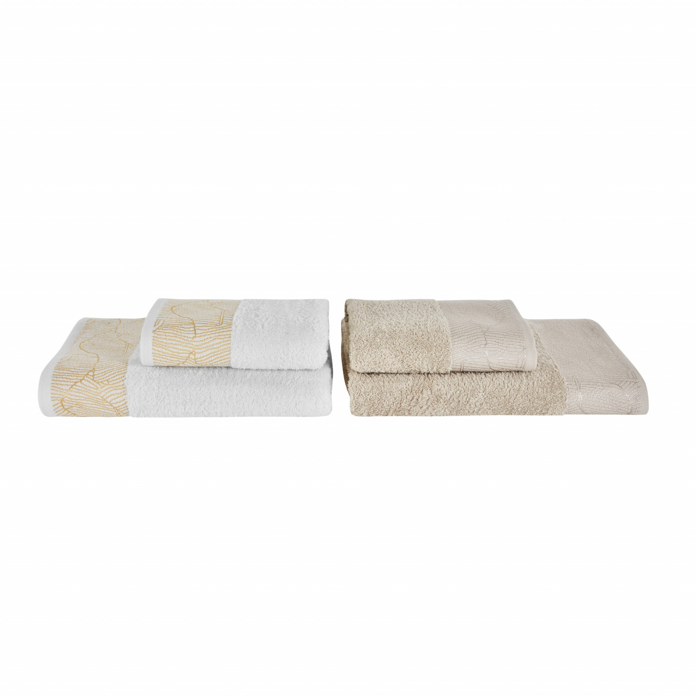 Karaca Home Edna 4 Pcs Bath/Head Towel Hammam Set Offwhite Beige