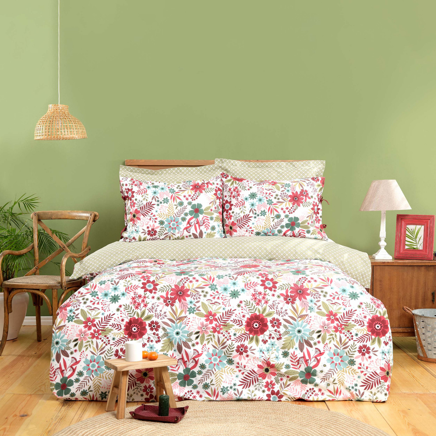 Karaca Home Antro Green 100% Cotton Single Duvet Cover Set