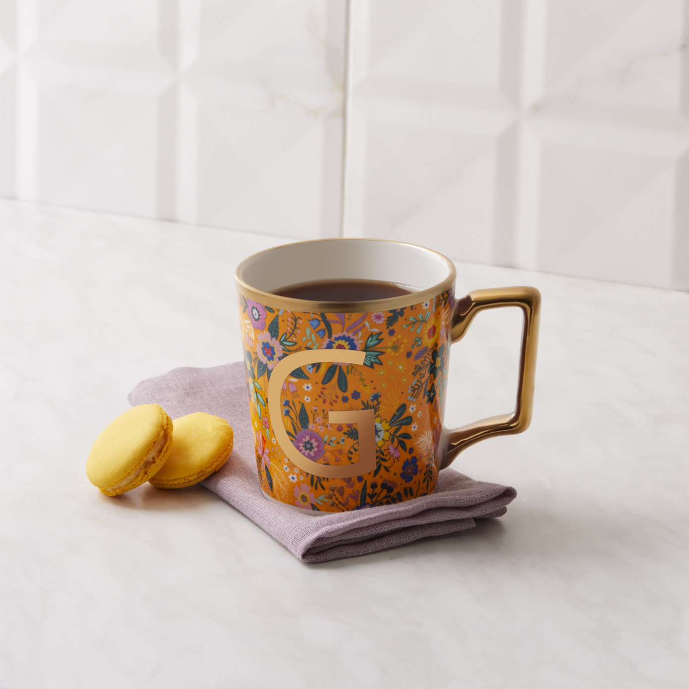 Karaca Flower Mug With Letter G 350 Ml